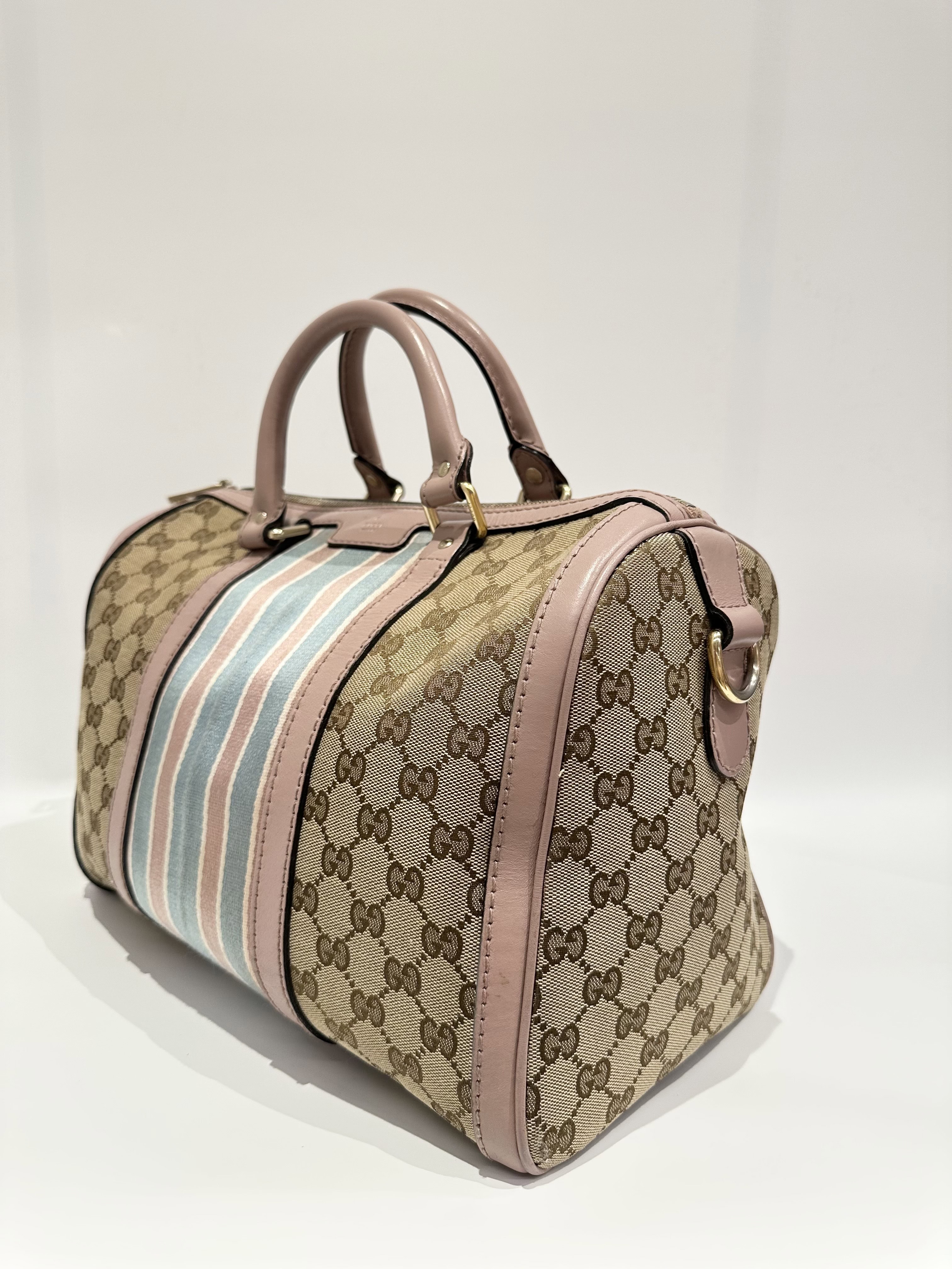Gucci Pink Beige Boston GG Canvas Handbag - Image 2