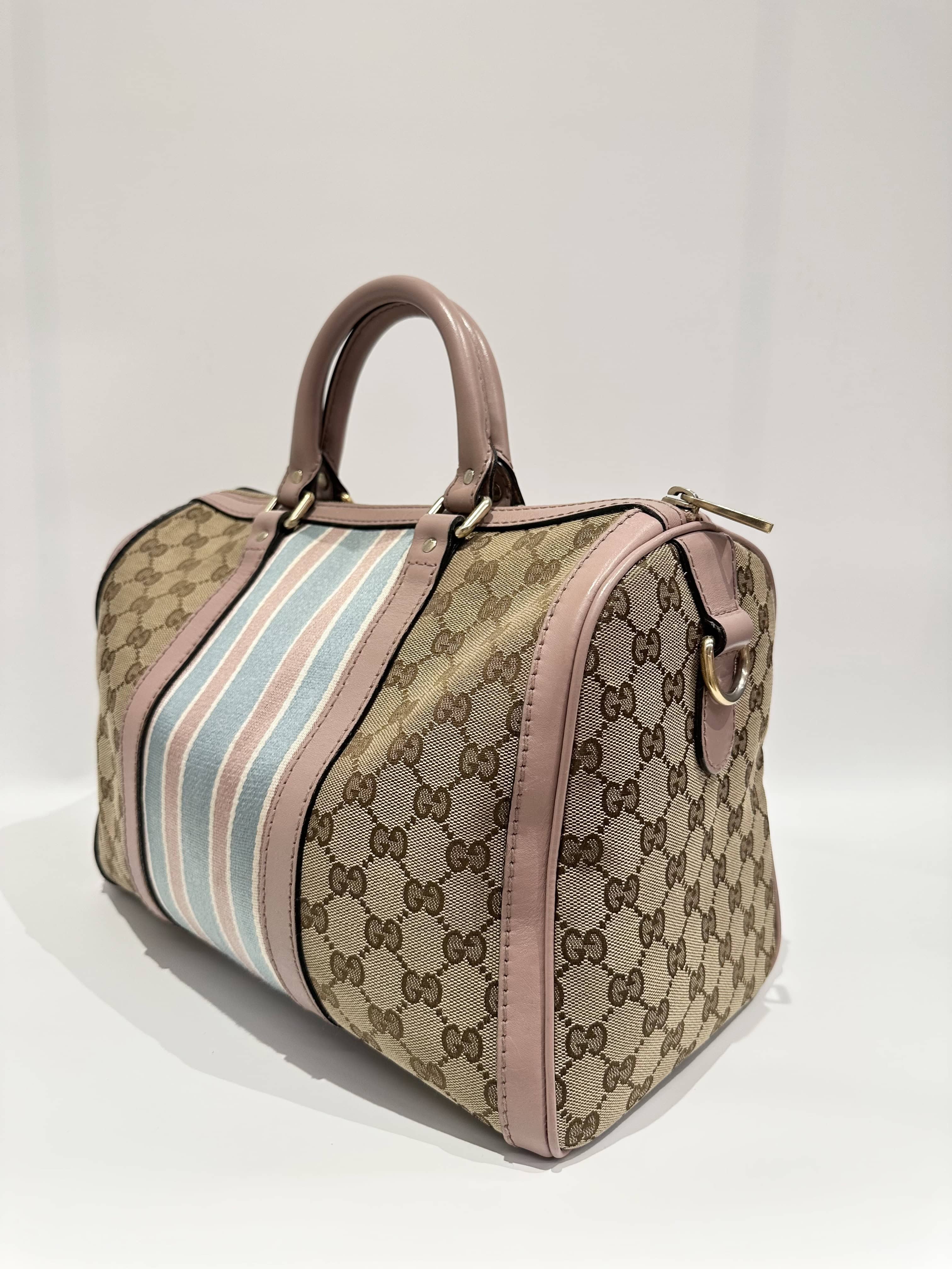 Gucci Pink Beige Boston GG Canvas Handbag - Image 4