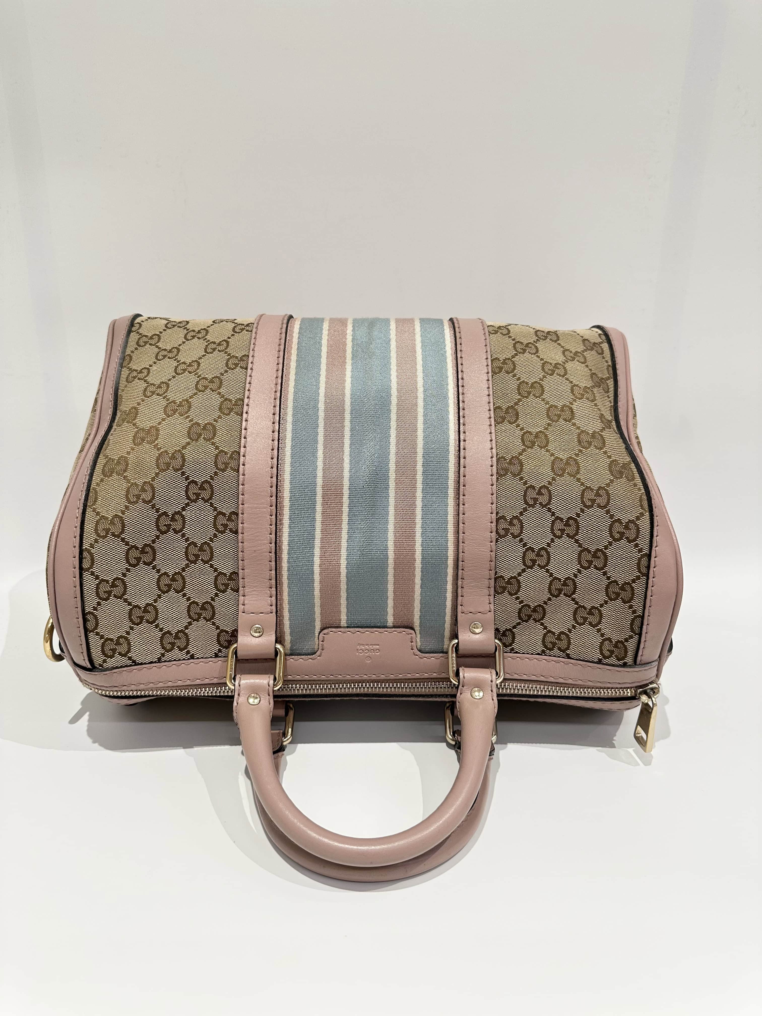 Gucci Pink Beige Boston GG Canvas Handbag - Image 5