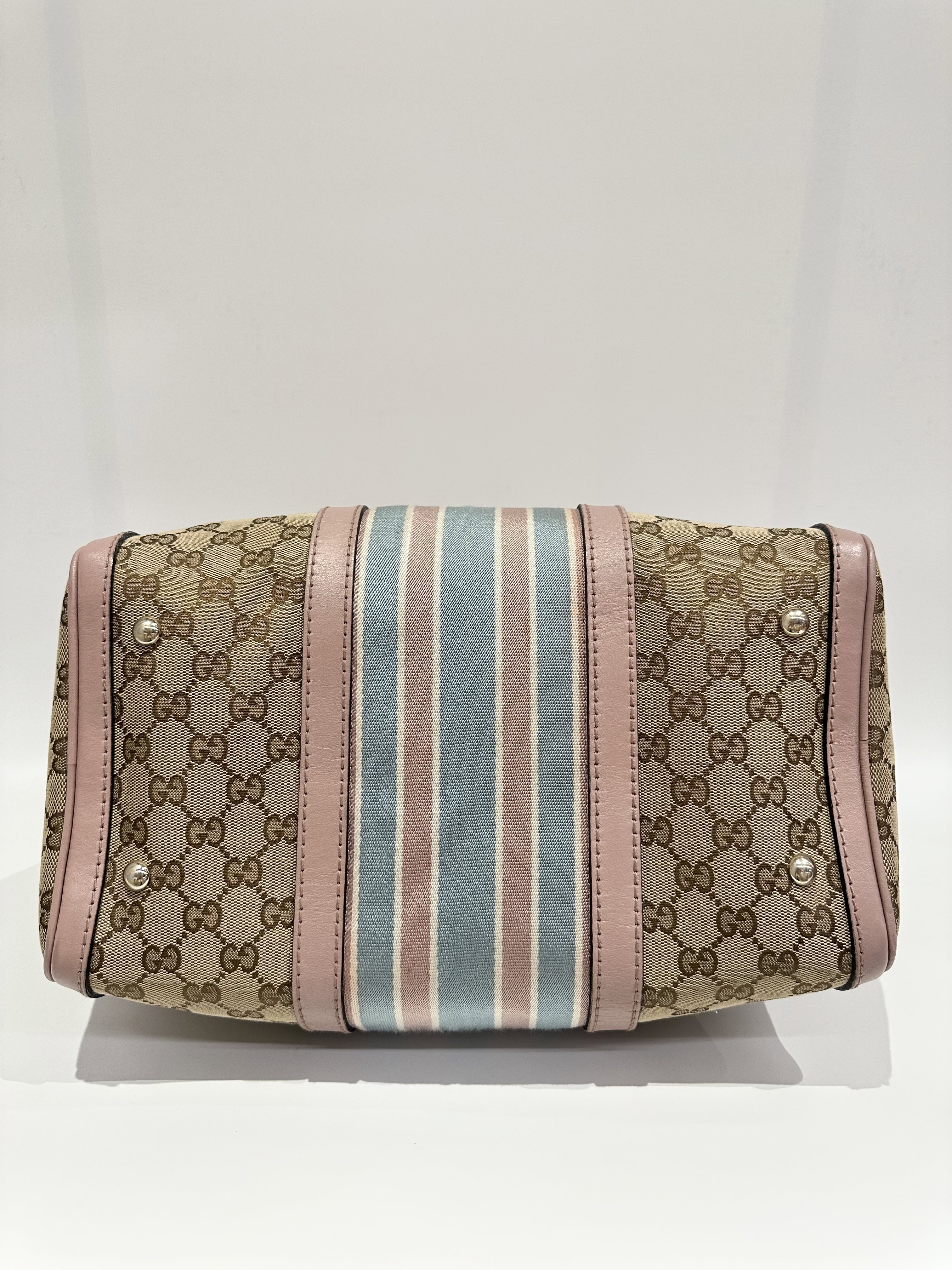Gucci Pink Beige Boston GG Canvas Handbag - Image 6