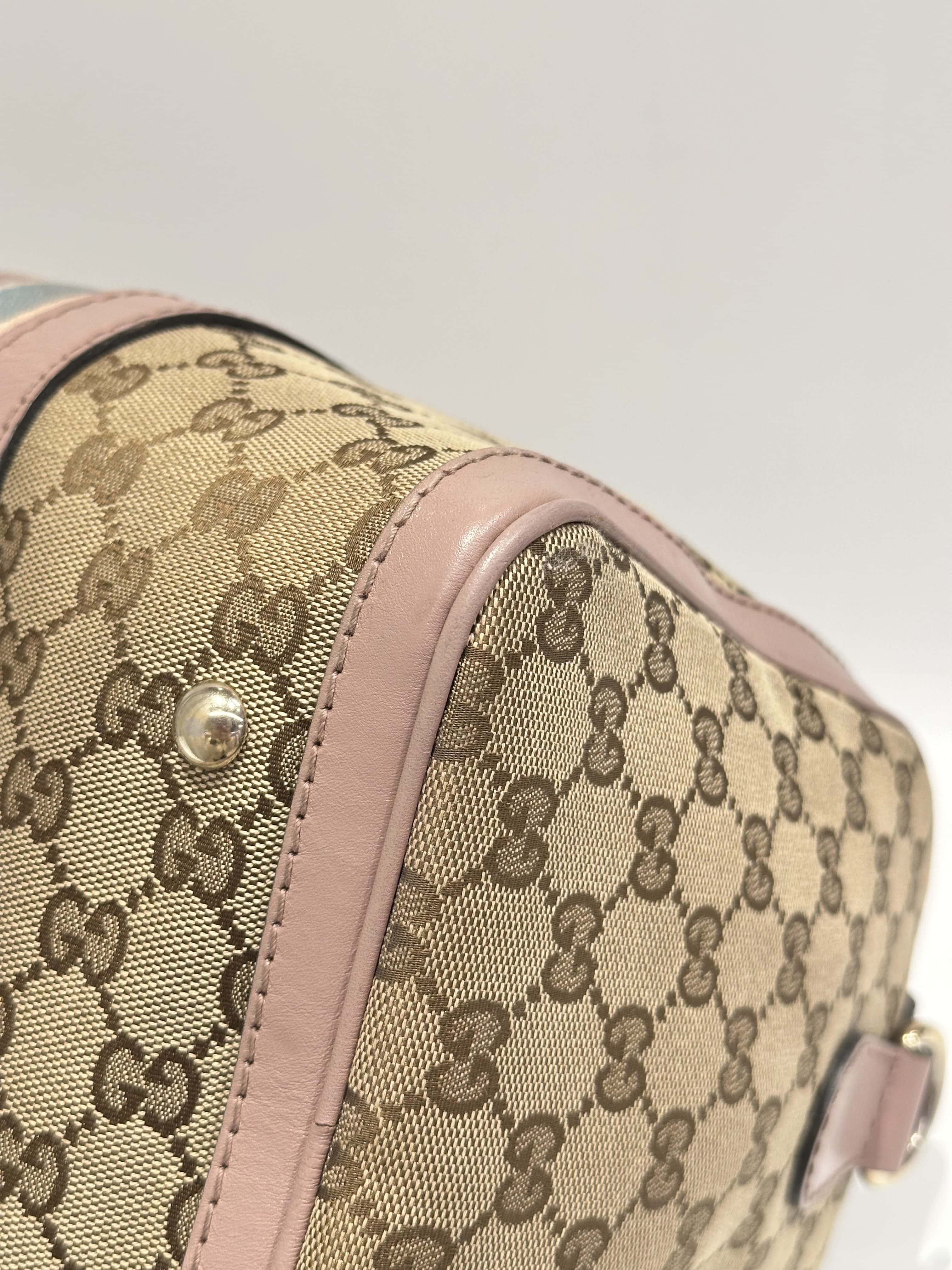 Gucci Pink Beige Boston GG Canvas Handbag - Image 8
