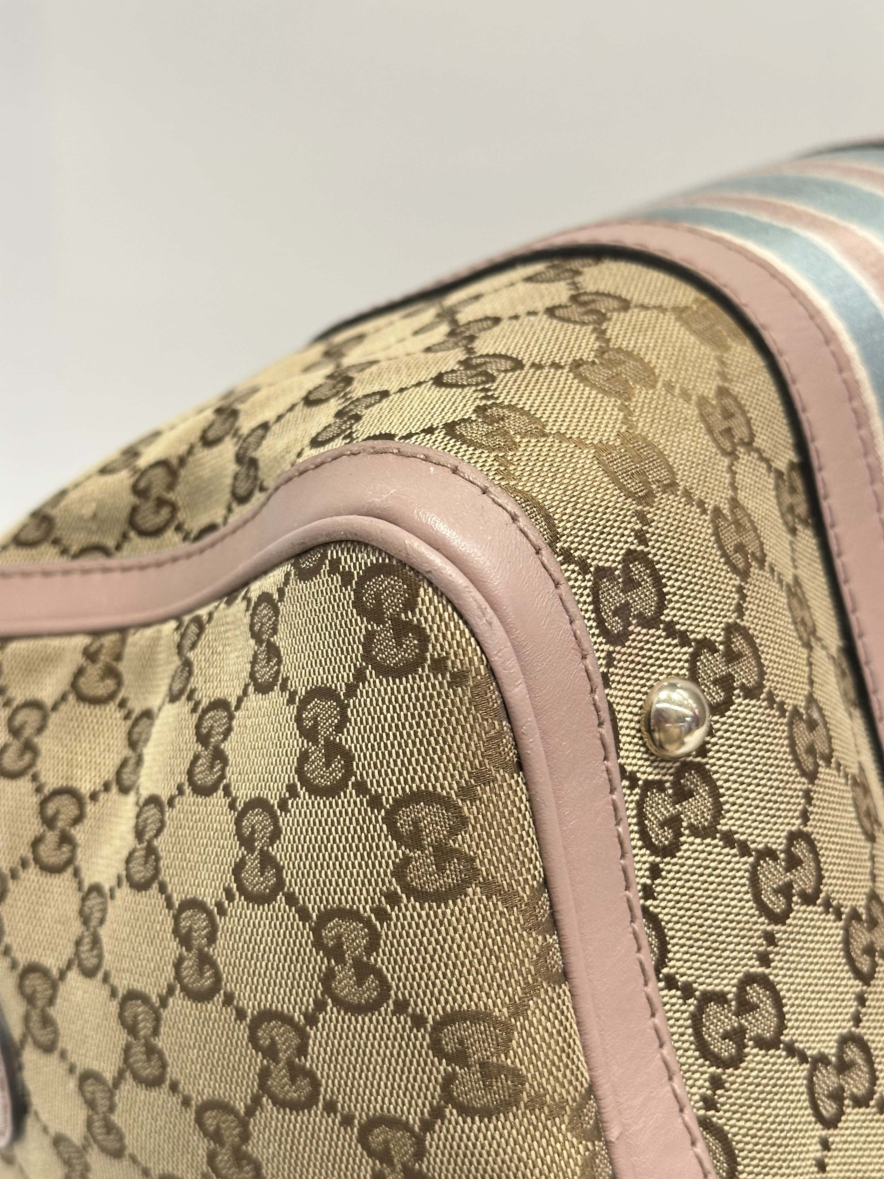 Gucci Pink Beige Boston GG Canvas Handbag - Image 9