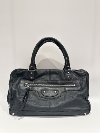 Balenciaga Dark Grey Leather Briefcase Shoulder Bag