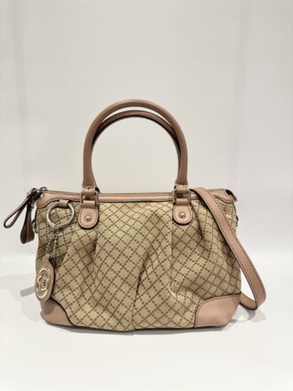Gucci Beige Sukey Diamante Canvas Handbag