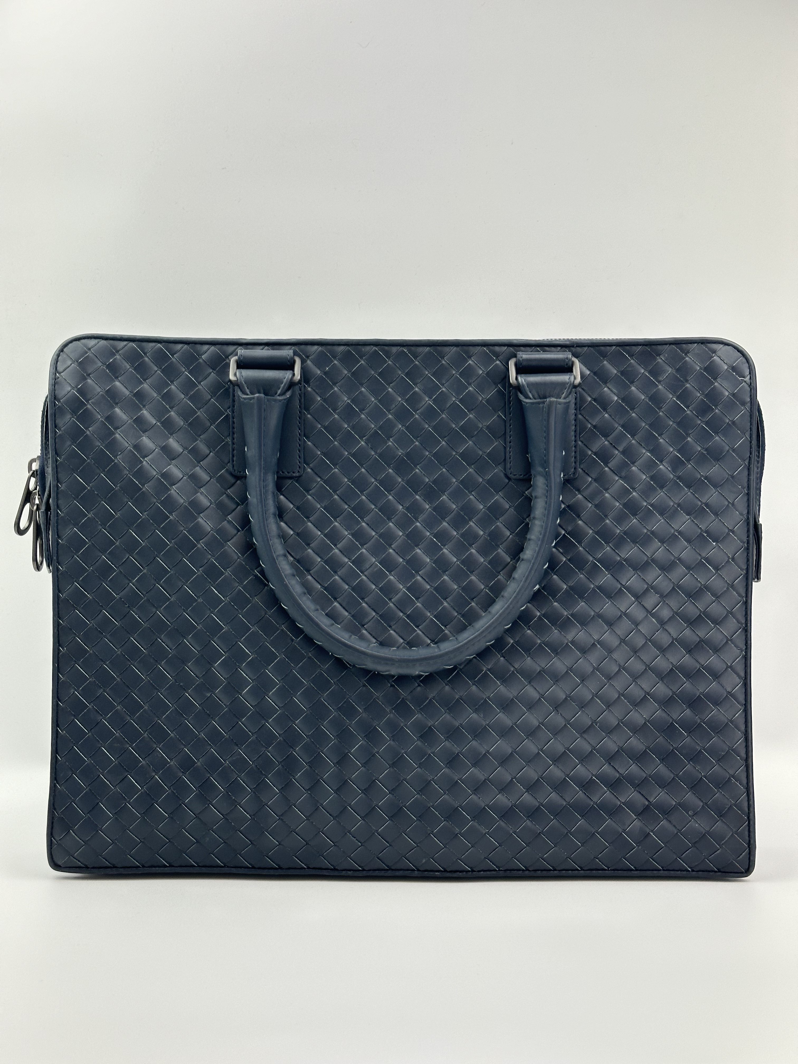 Bottega Veneta blue briefcase