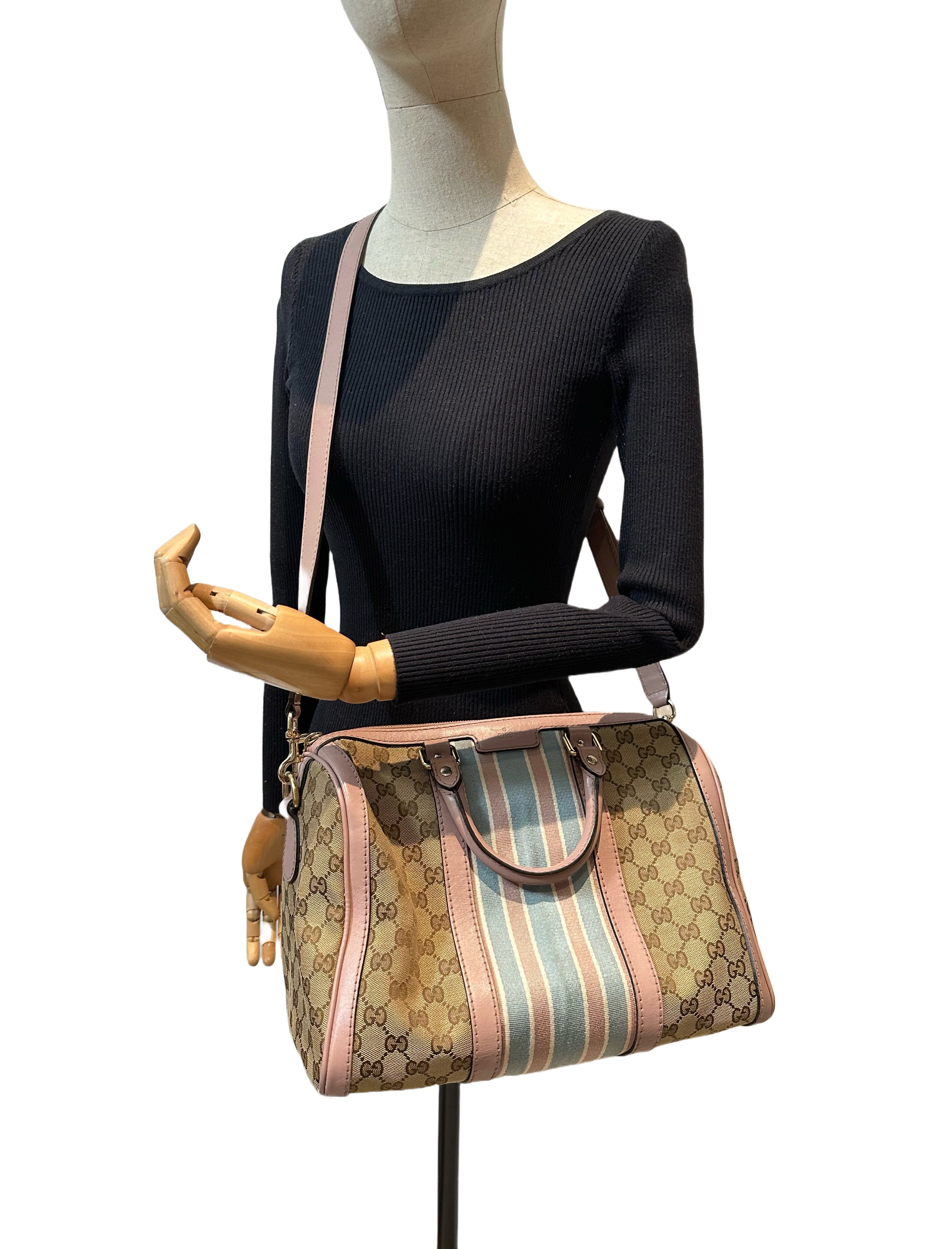 Gucci Pink Beige Boston GG Canvas Handbag - Image 16