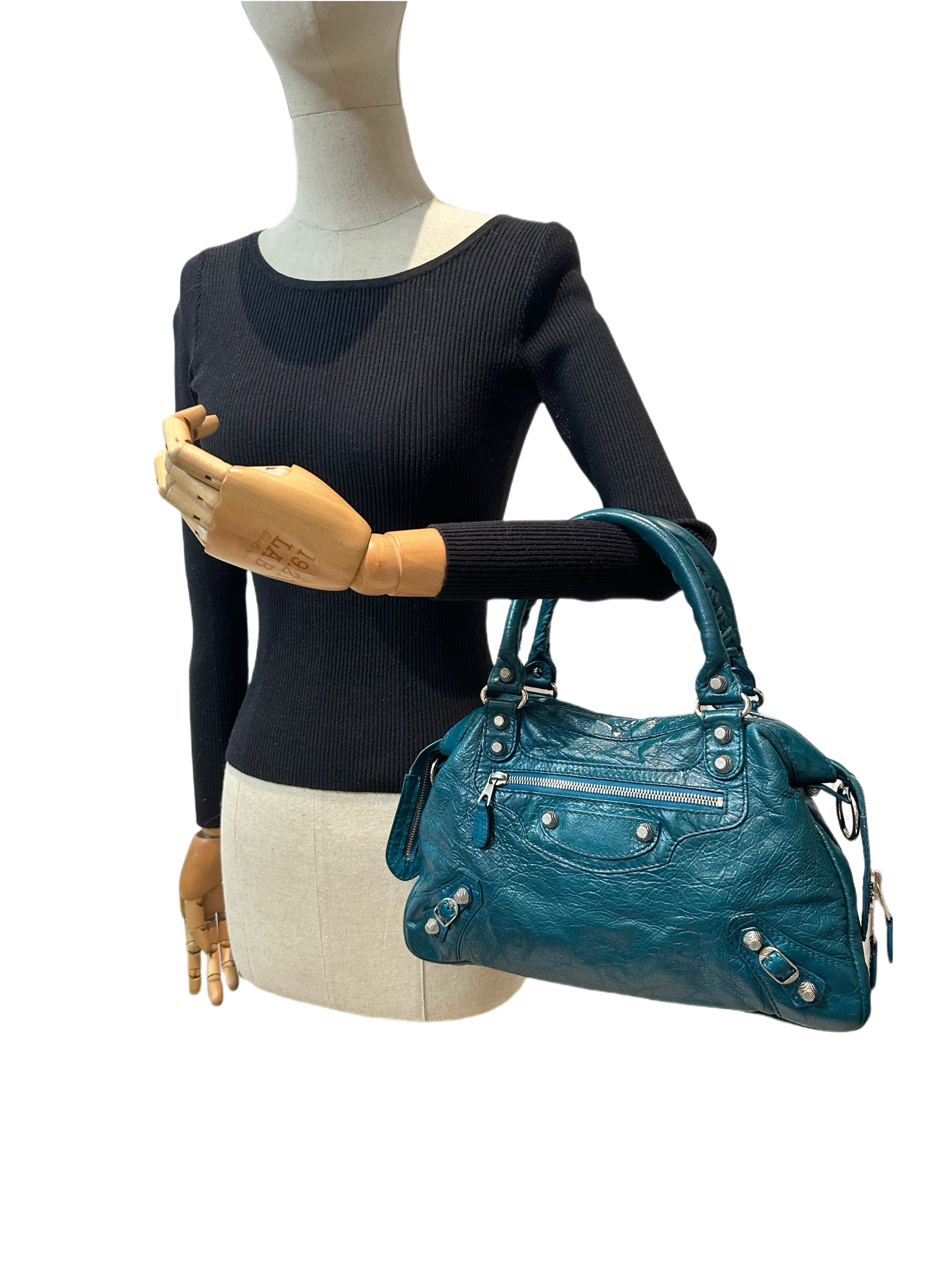 Balenciaga Green Neo Cagole City Leather Crossbody Bag - Image 14