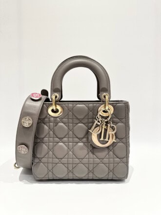 Dior Grey My Lady Dior ABCDior Leather Handbag