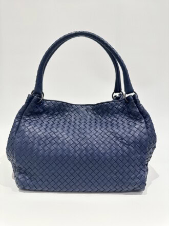 Bottega Veneta Blue Navy Leather Tote Bag