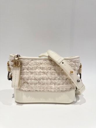 Chanel White Gabrielle Small Size Cloth Handbag