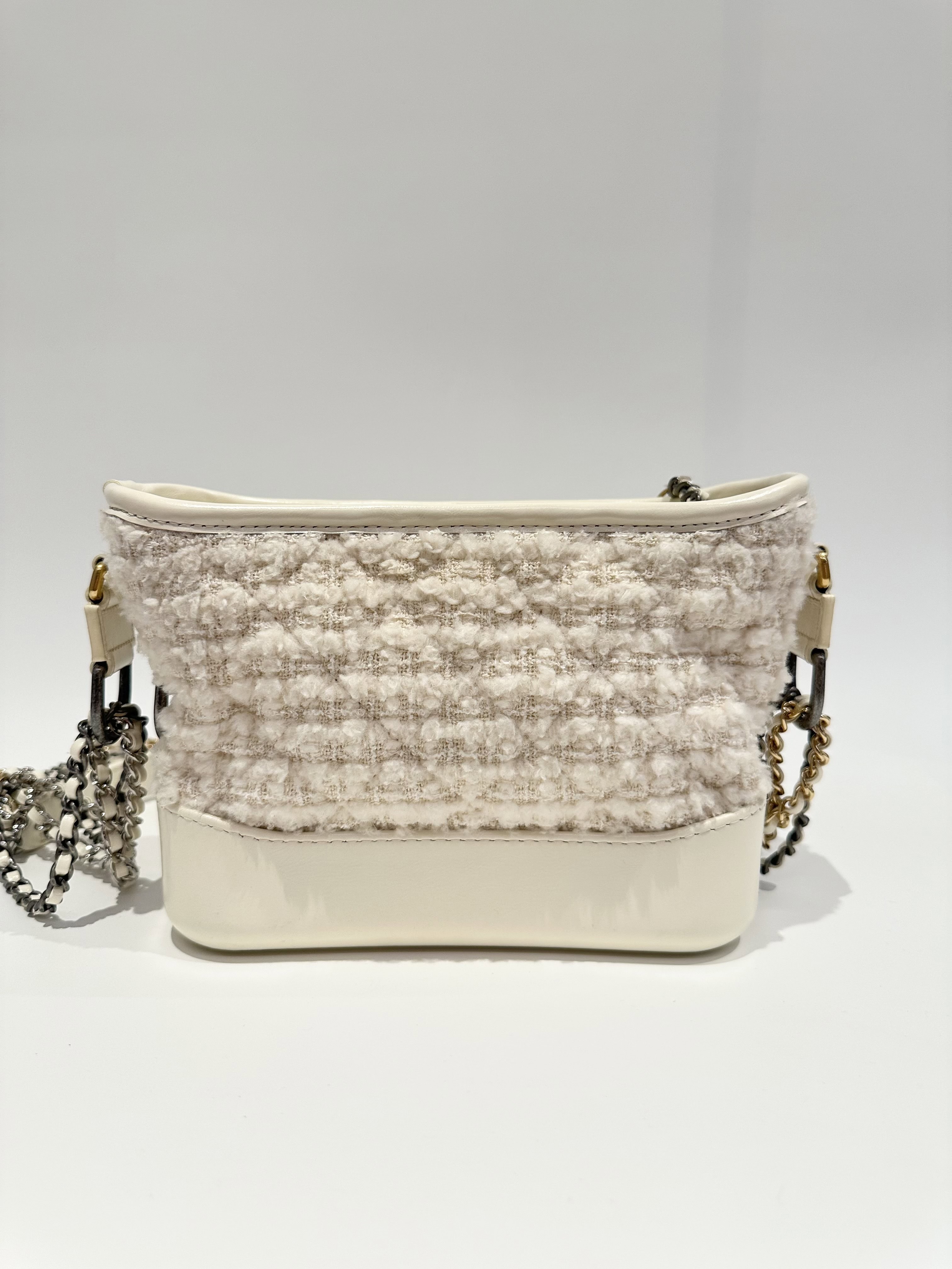 Chanel White Gabrielle Small Size Cloth Handbag - Image 3