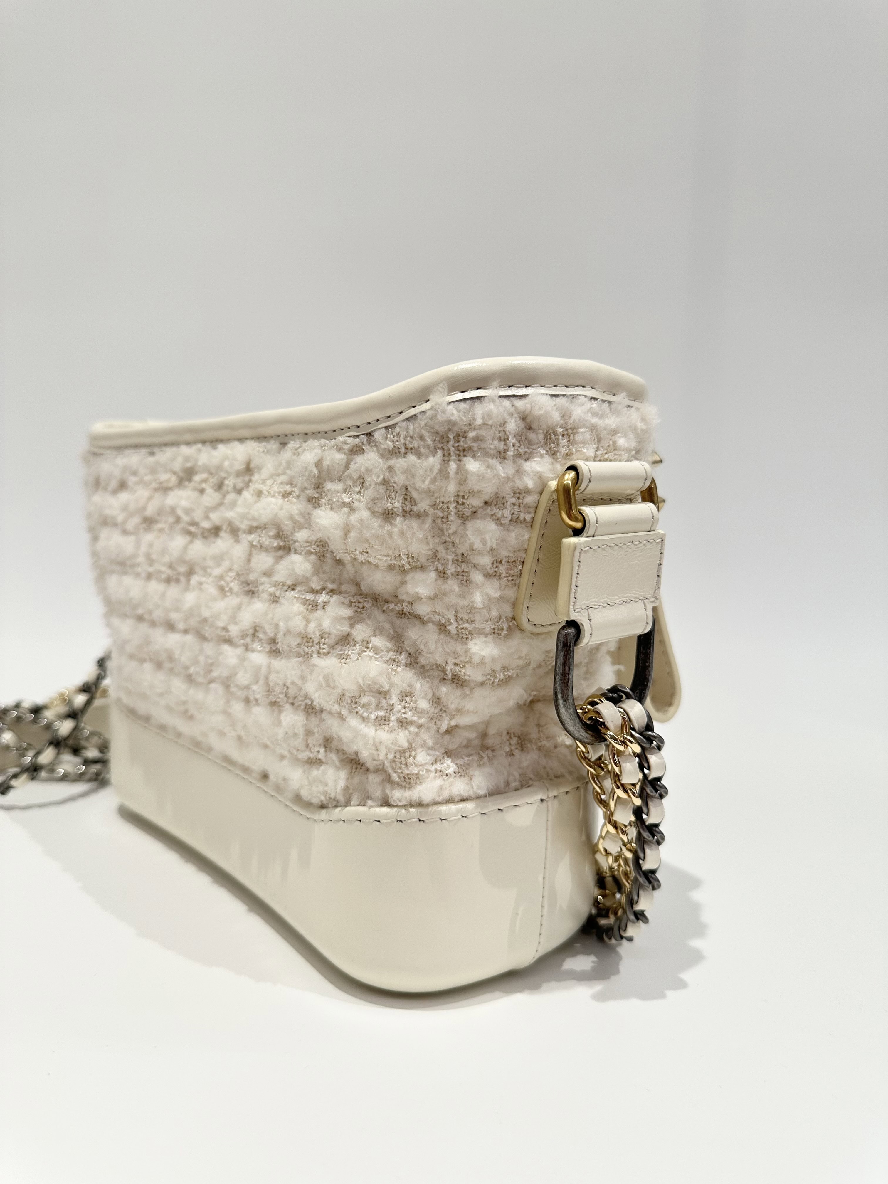 Chanel White Gabrielle Small Size Cloth Handbag - Image 4