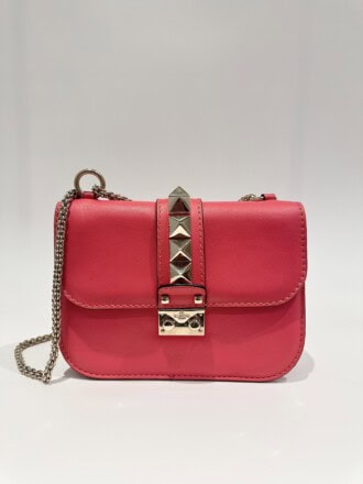 Valentino Red Pink Glam Lock Leather Crossbody bag