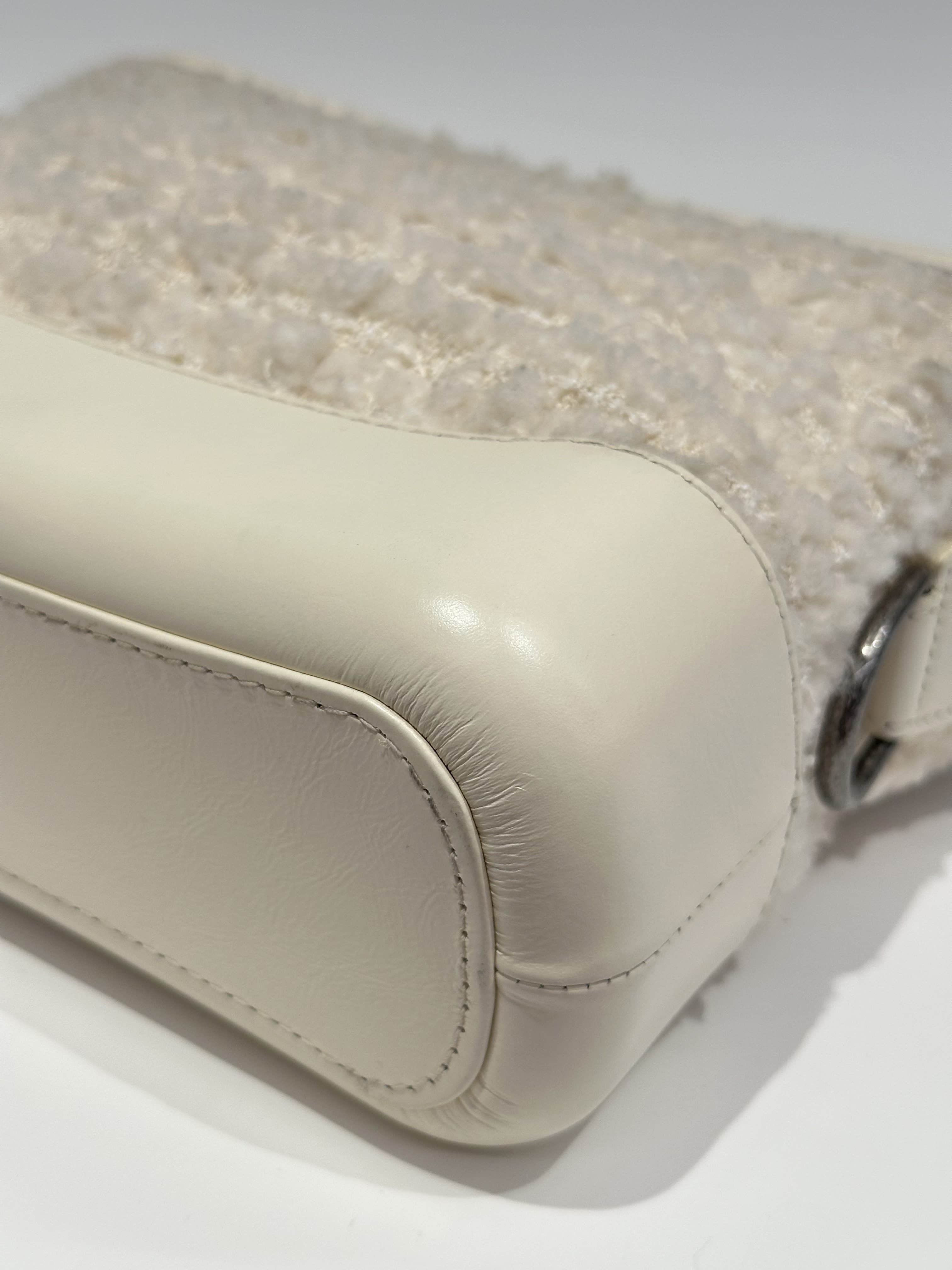 Chanel White Gabrielle Small Size Cloth Handbag - Image 9