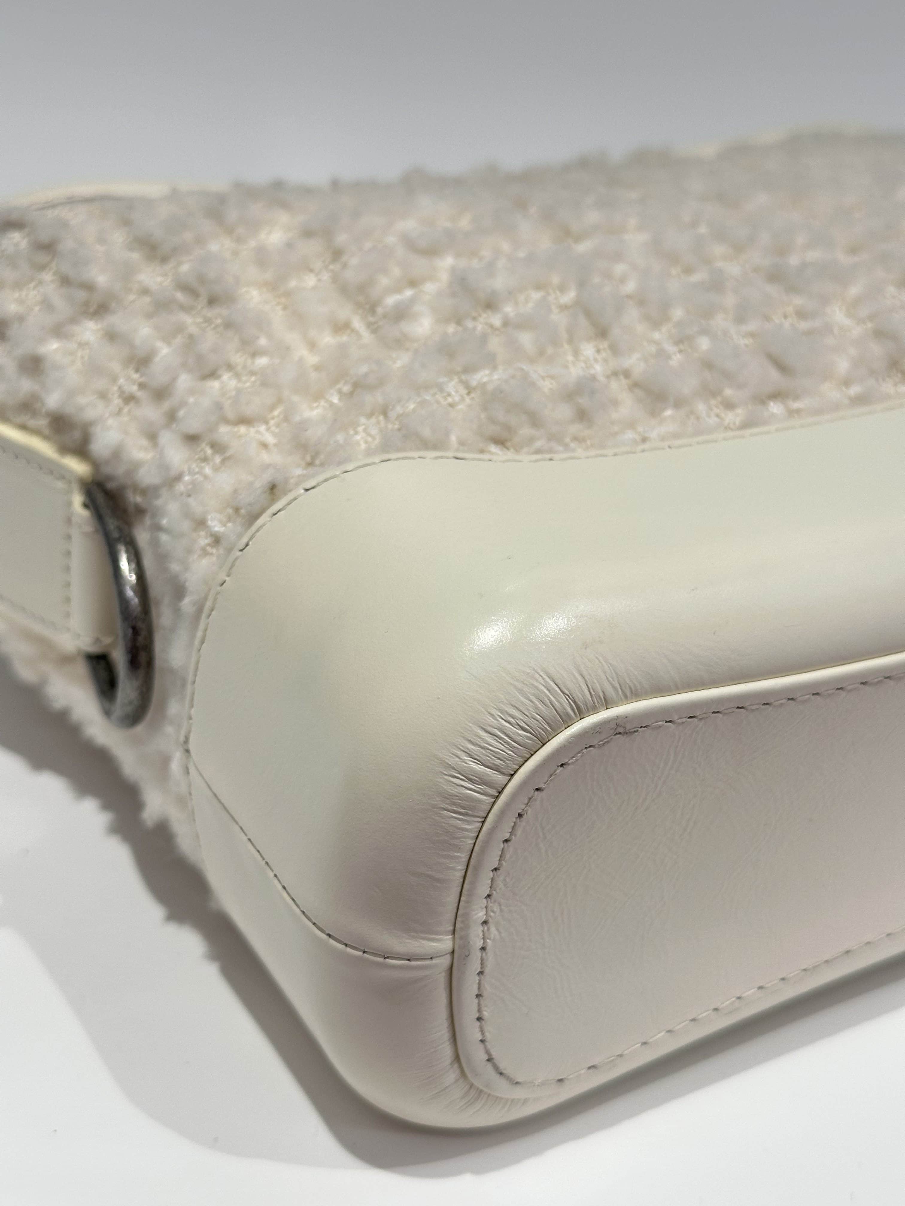 Chanel White Gabrielle Small Size Cloth Handbag - Image 10