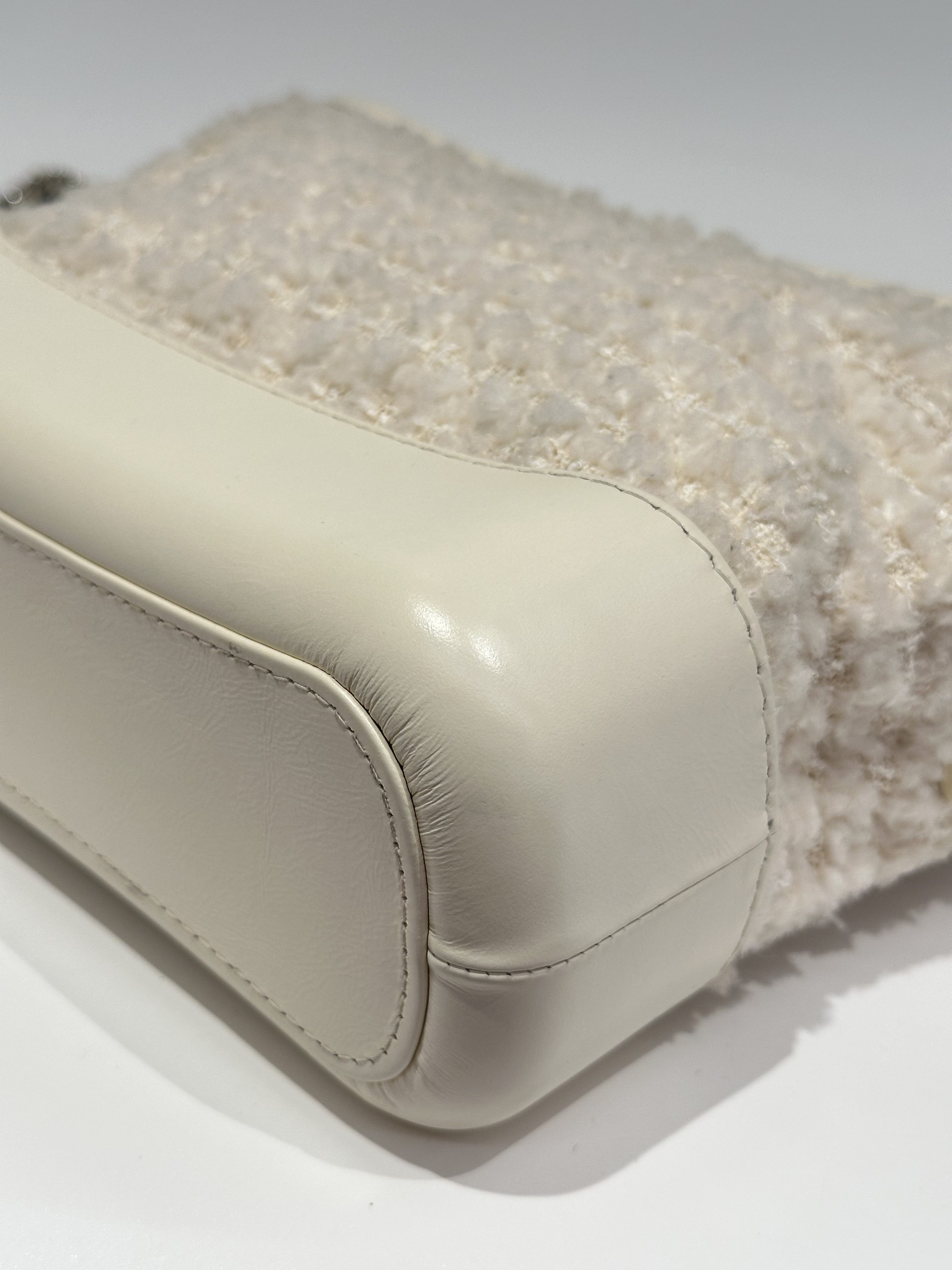 Chanel White Gabrielle Small Size Cloth Handbag - Image 11