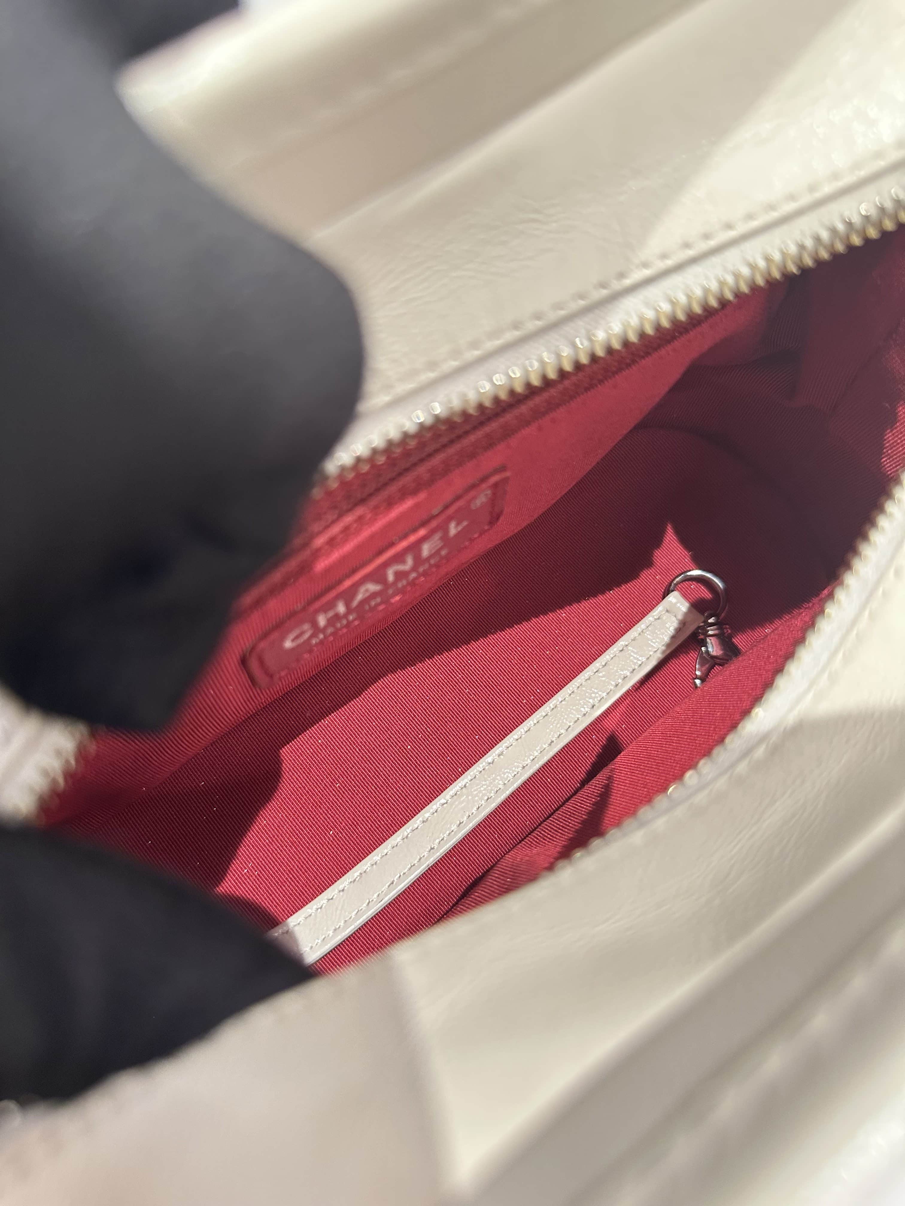 Chanel White Gabrielle Small Size Cloth Handbag - Image 12