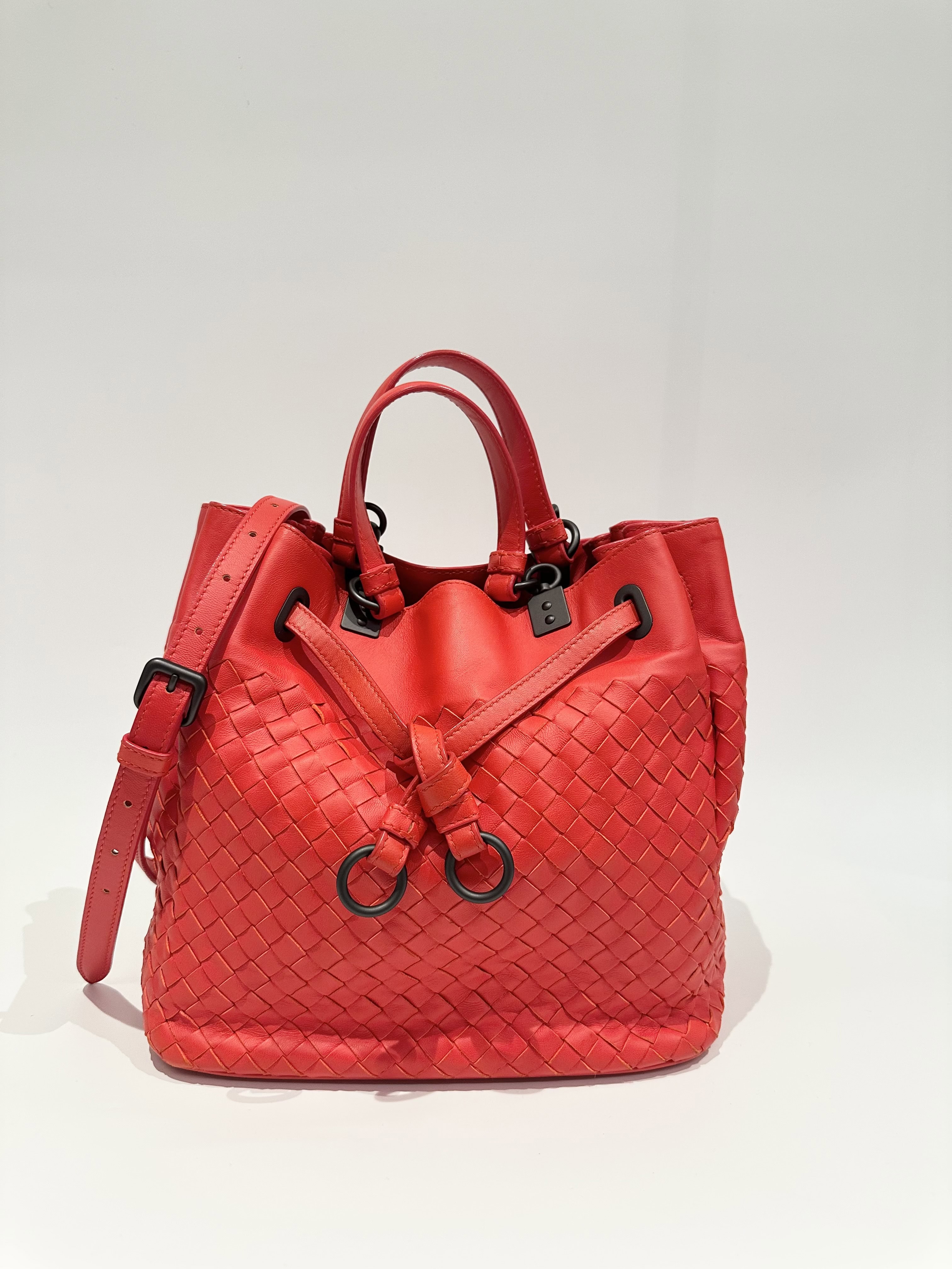 Bottega Veneta Orange Leather Bucket Bag
