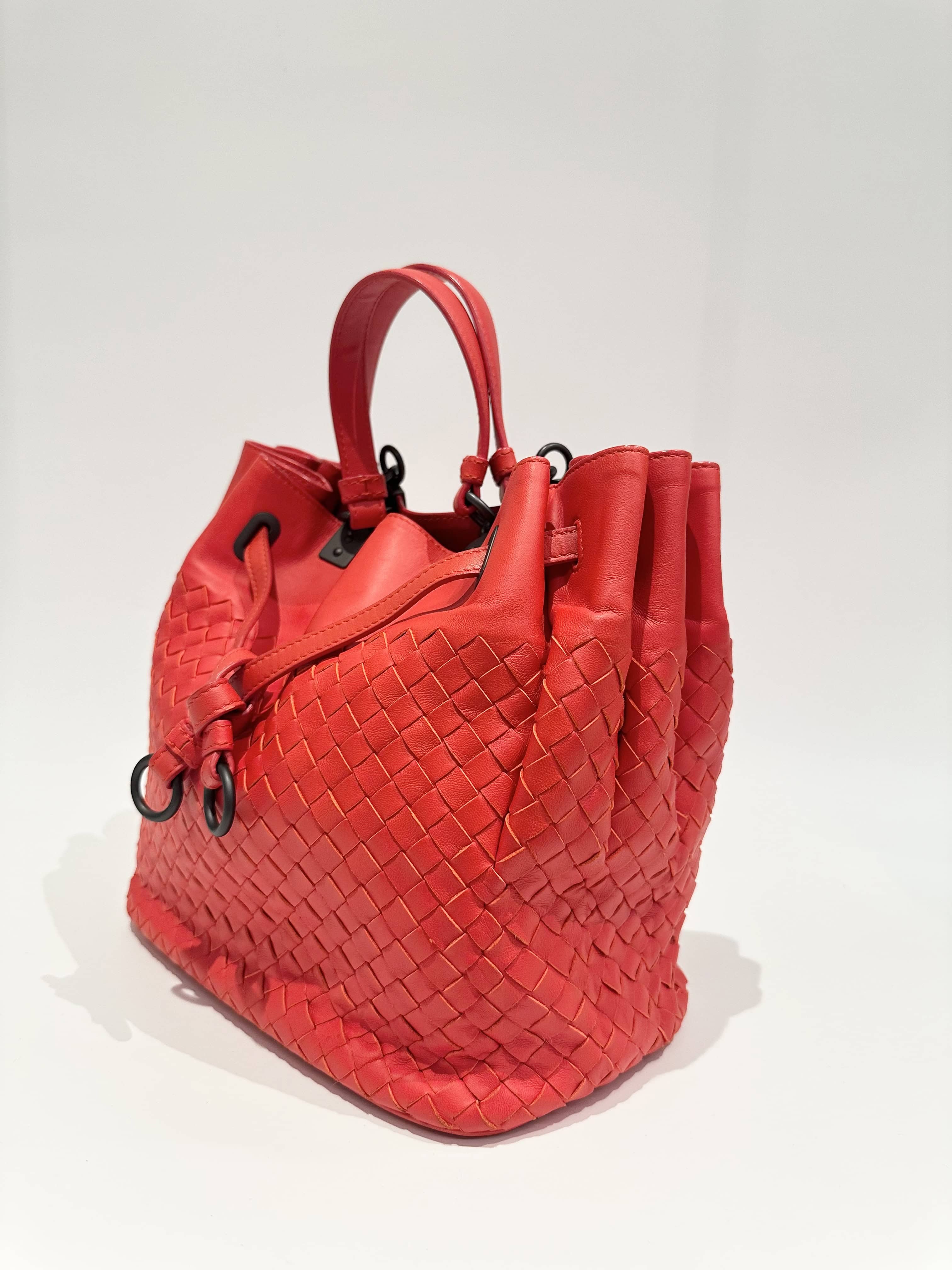 Bottega Veneta Orange Leather Bucket Bag - Image 2