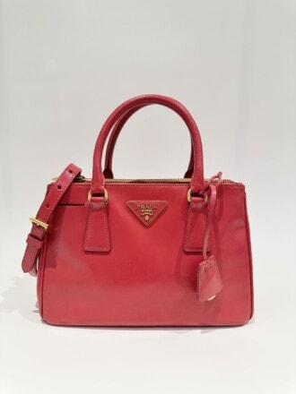 Prada Red Galleria Mini Saffiano Patent Leahter Handbag