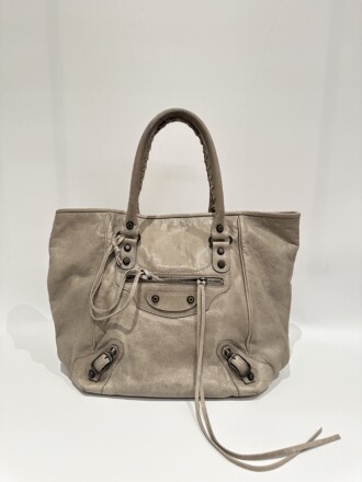 Balenciaga Beige Sunday Leather Tote Bag