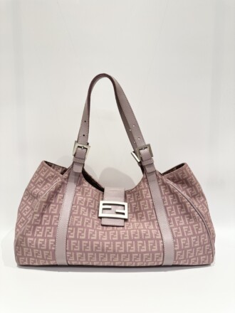 Fendi Vintage Pink FF Canvas Shoulder Bag