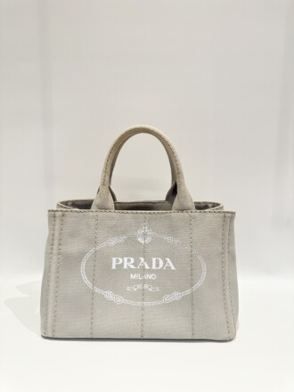 Prada Light Grey Canvas Tote Bag