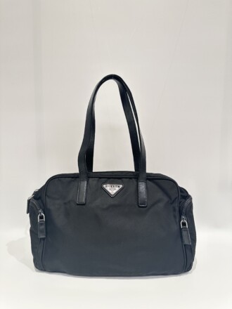 Prada Vintage Black Nylon Shoulder Bag