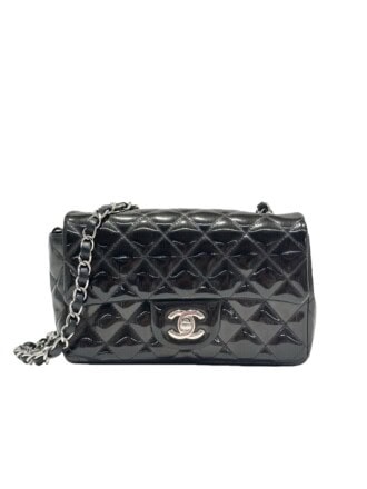 Chanel Black Timeless/Classic Mini Patent Leather Bag