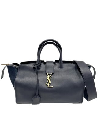 Saint Laurent Navy Monogram Downtown Cabas Leather Handbag