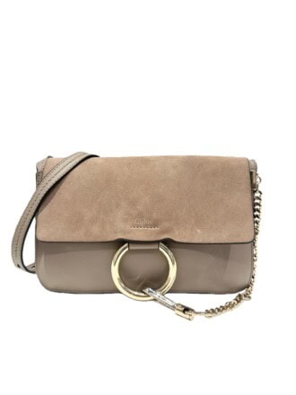 Chloé Light Grey Faye Leather Crossbody Bag