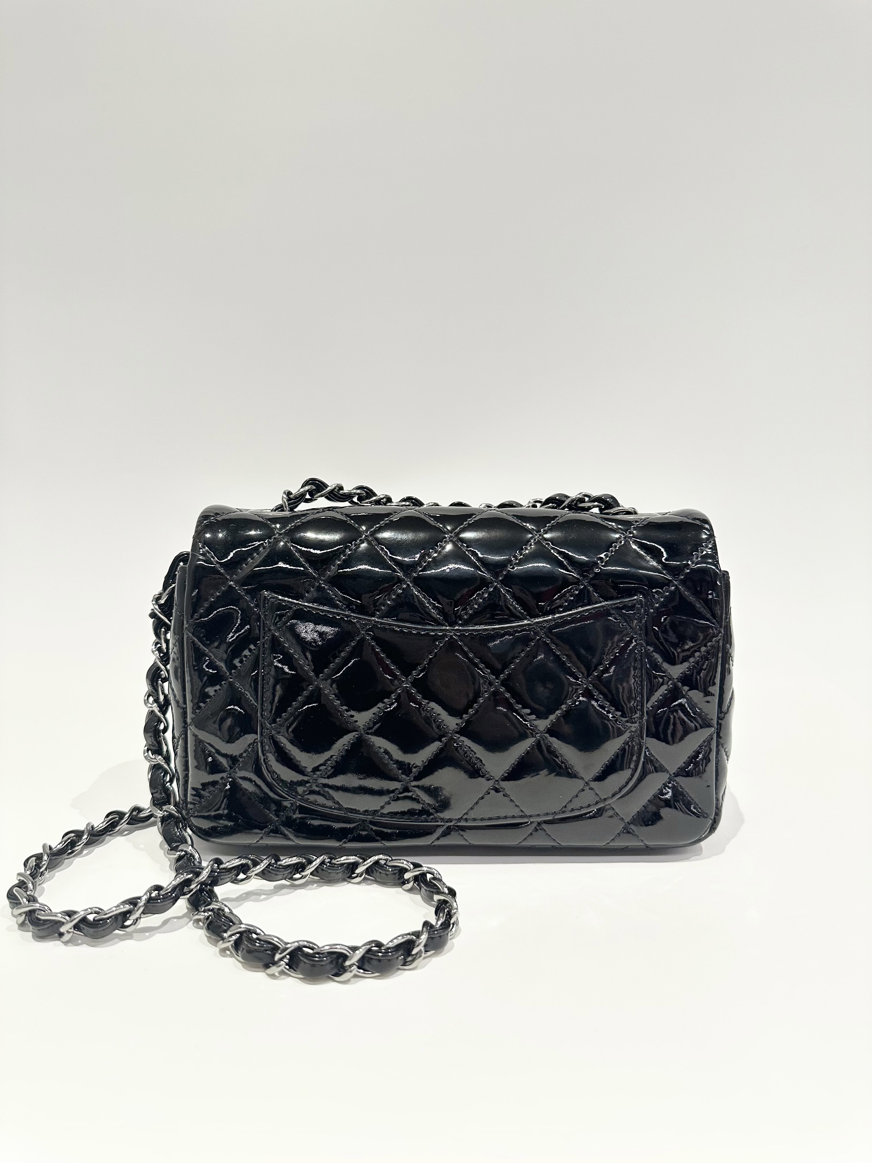 Chanel Black Timeless Classic Mini Patent Leather Bag - Image 3