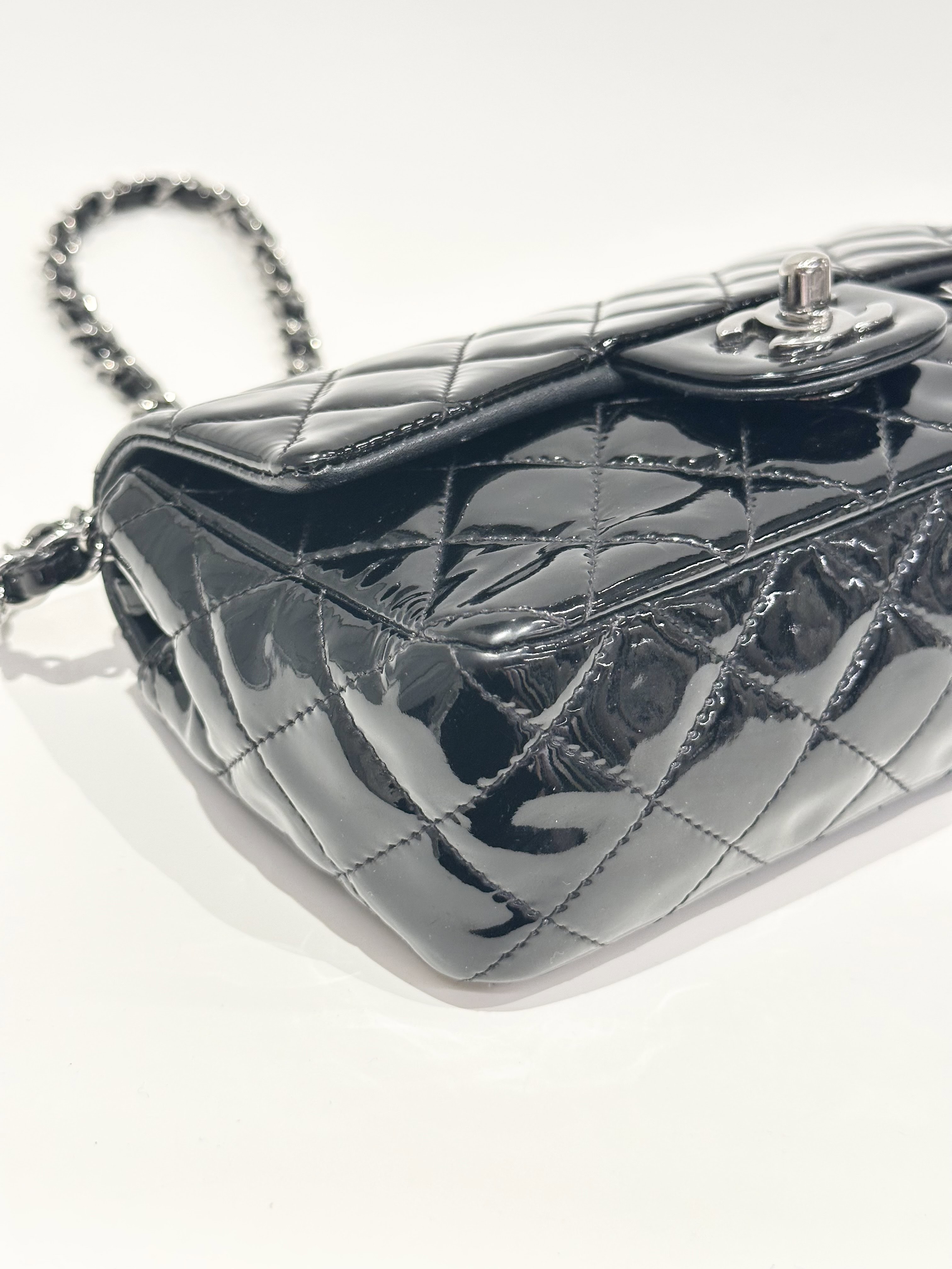 Chanel Black Timeless Classic Mini Patent Leather Bag - Image 7