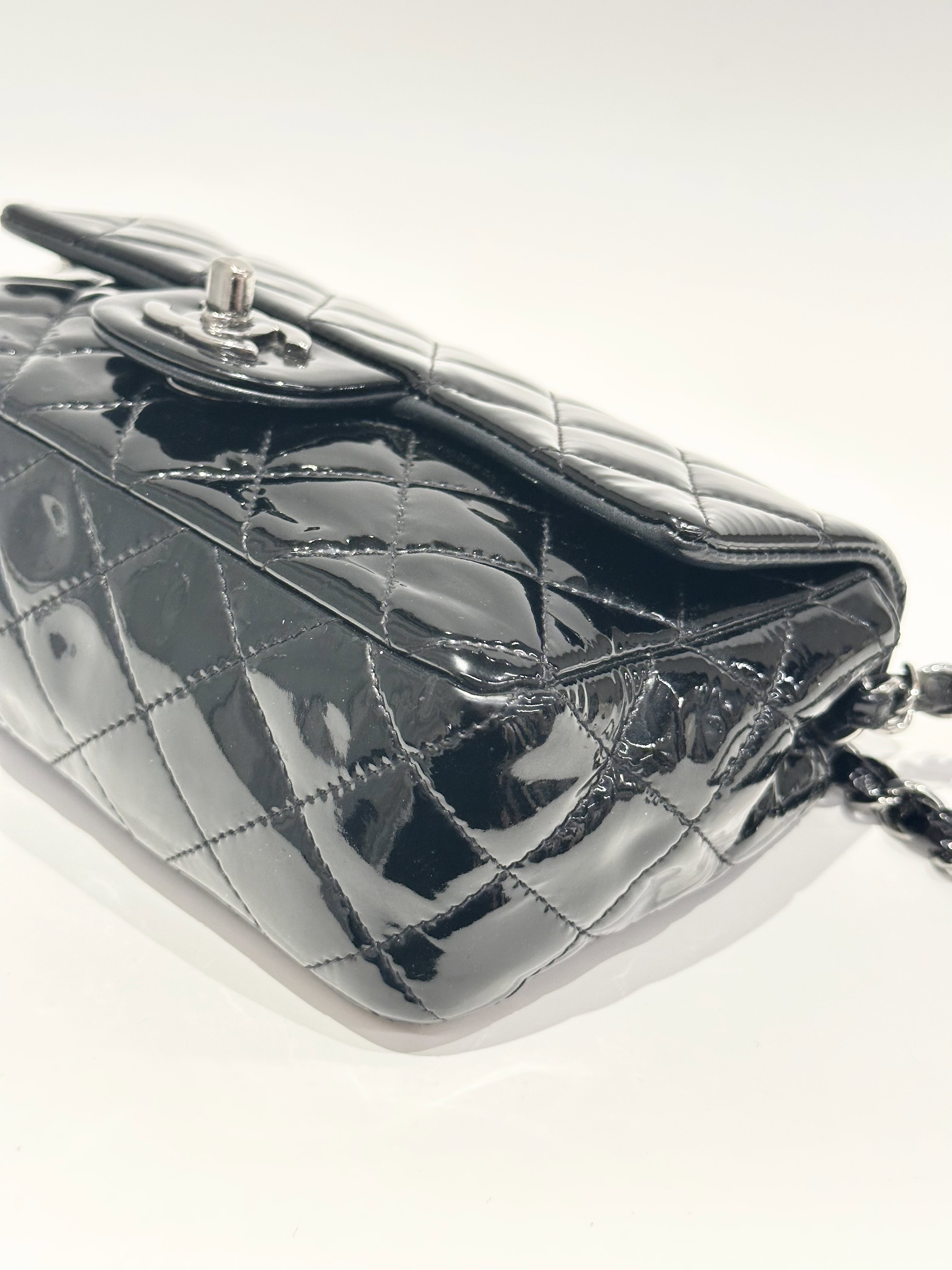 Chanel Black Timeless Classic Mini Patent Leather Bag - Image 8