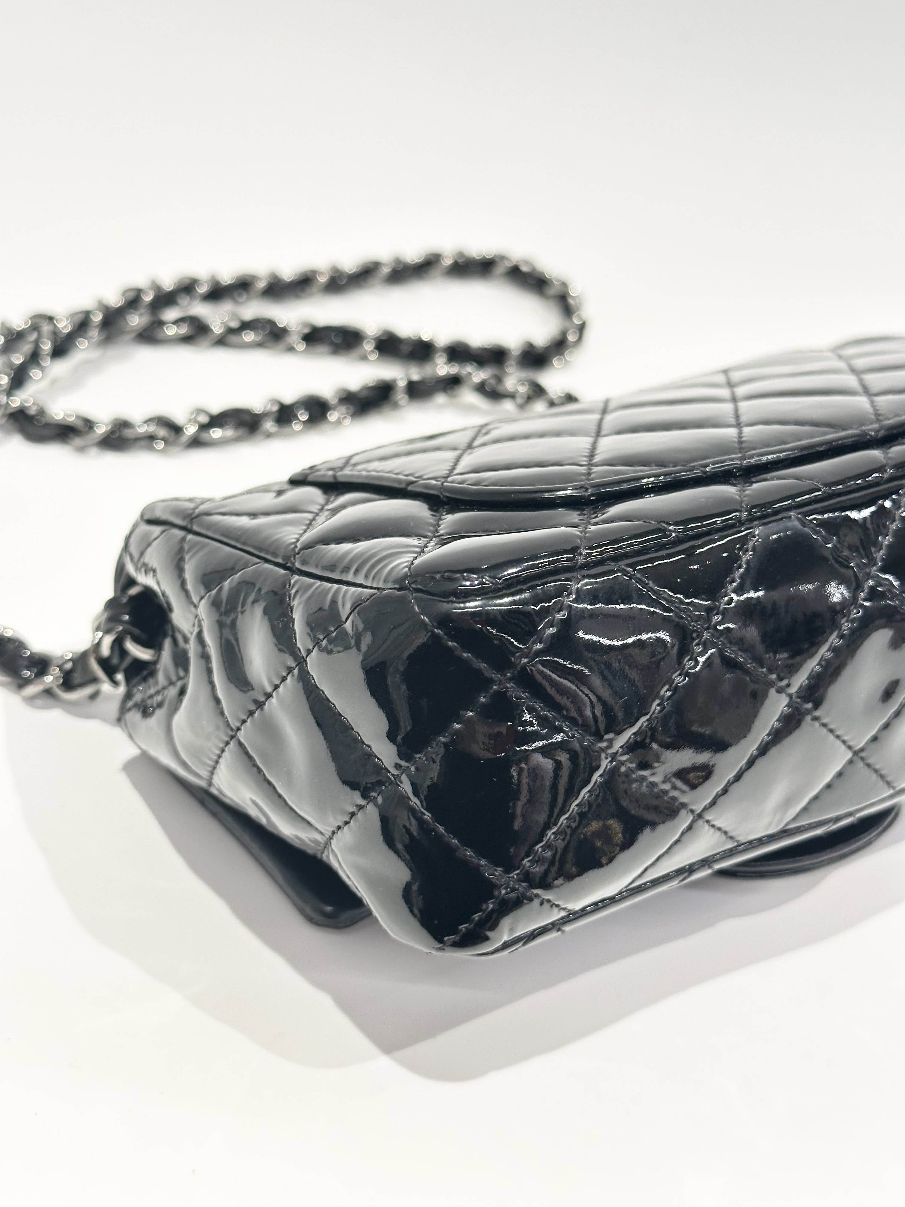 Chanel Black Timeless Classic Mini Patent Leather Bag - Image 9
