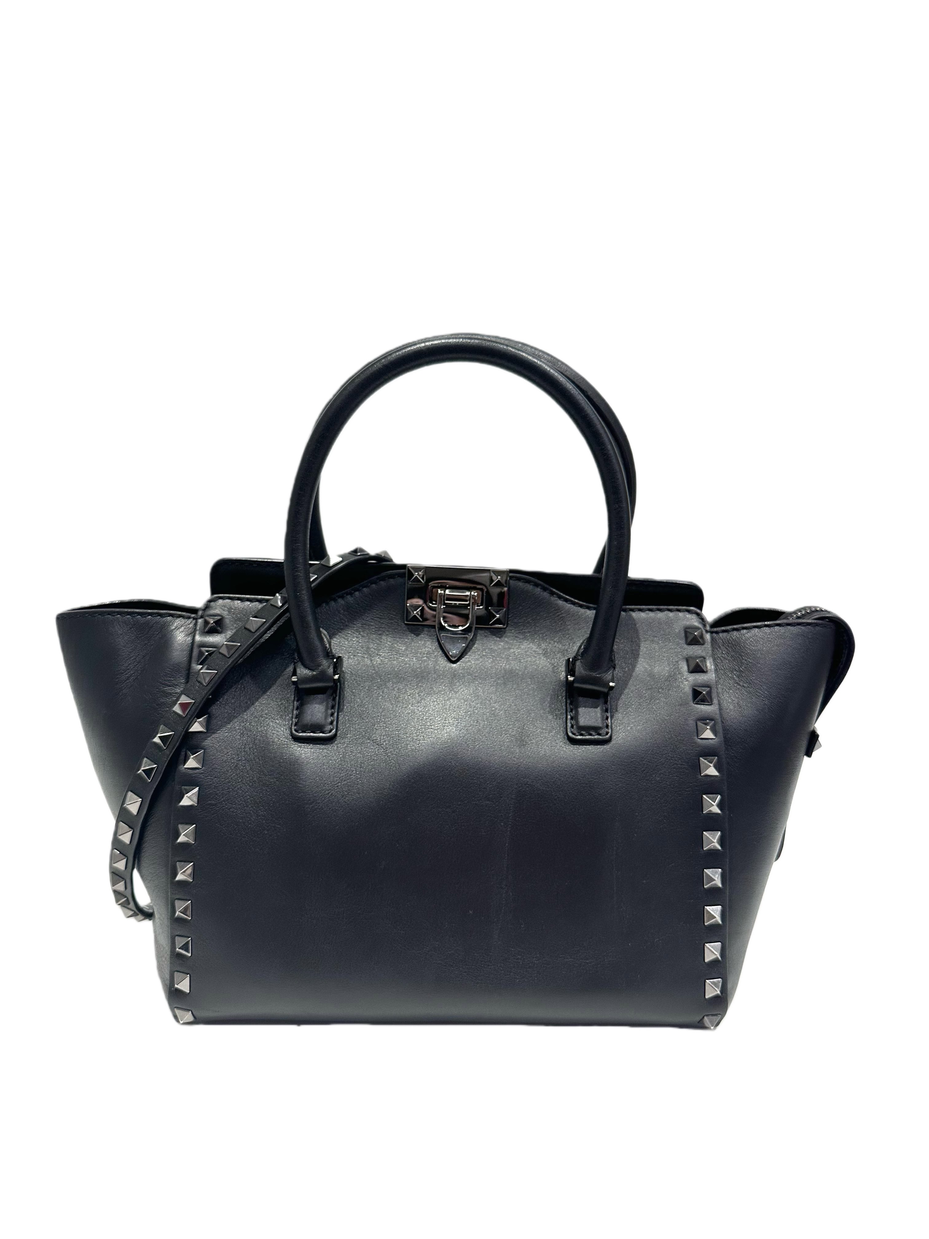 Valentino Garavani Black Rockstud Leather Bag
