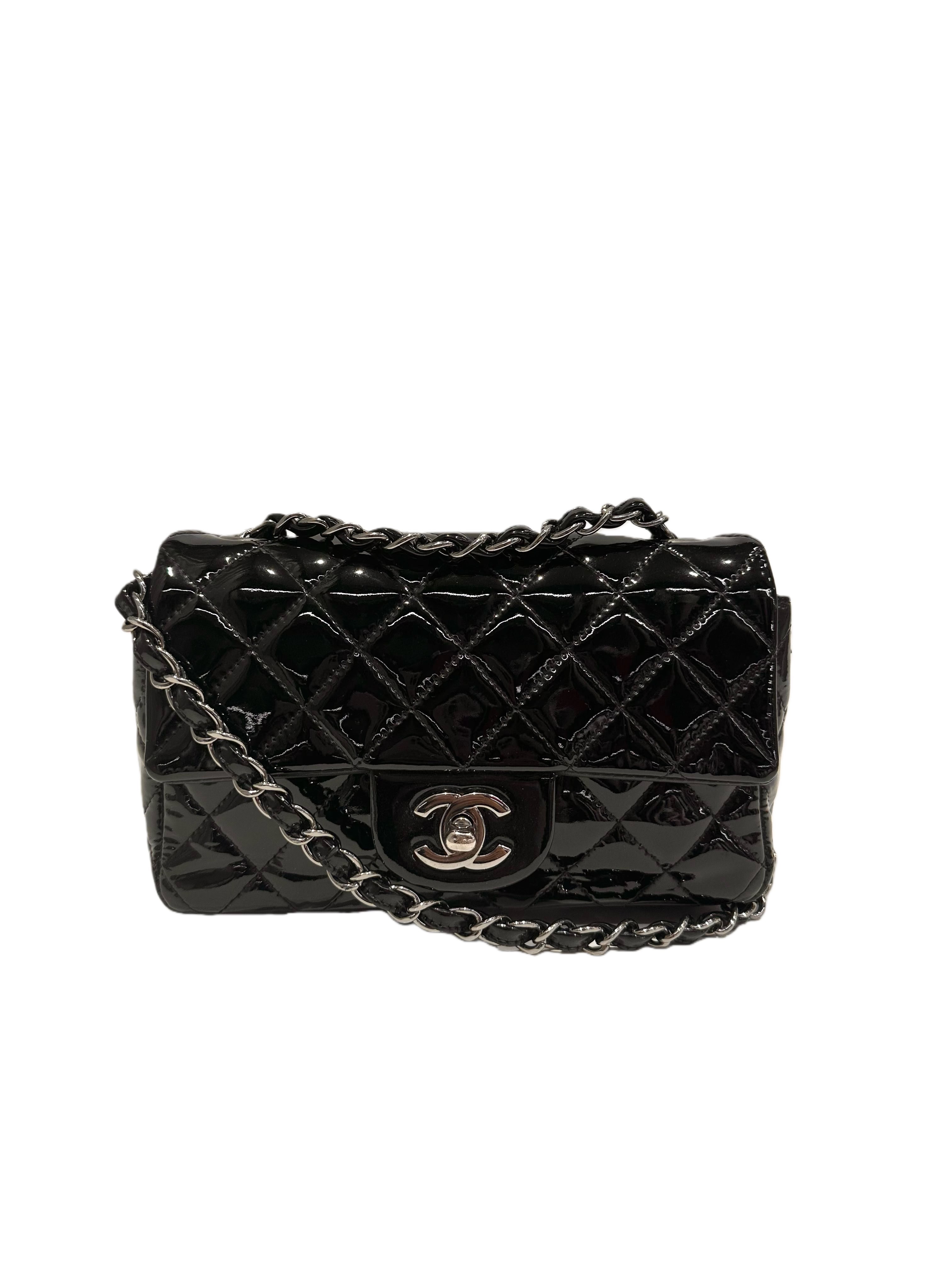 Chanel Black Timeless Classic Mini Patent Leather Bag