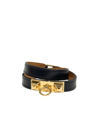 Hermes Black Rivale Leather Bracelet