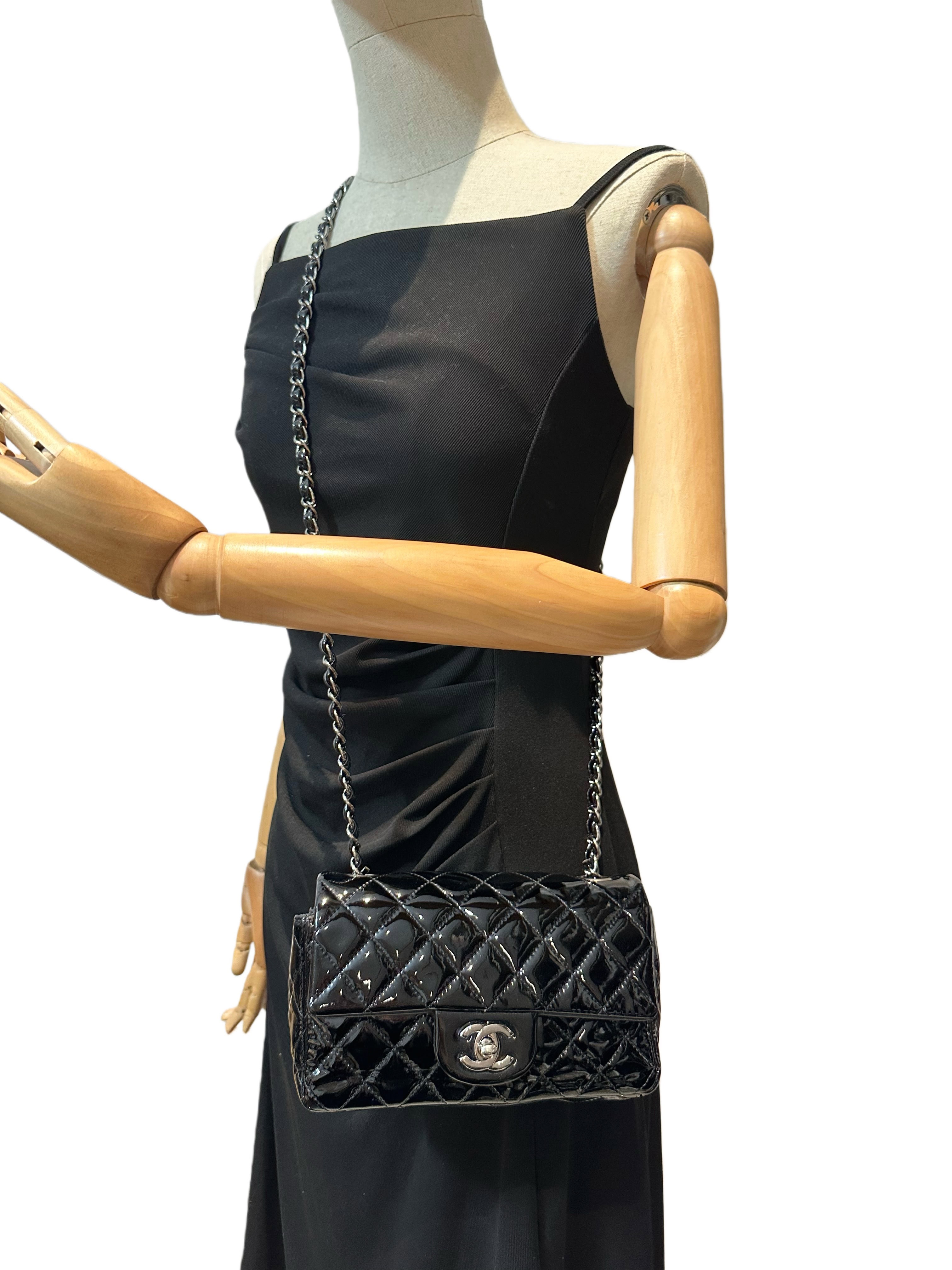 Chanel Black Timeless Classic Mini Patent Leather Bag - Image 16