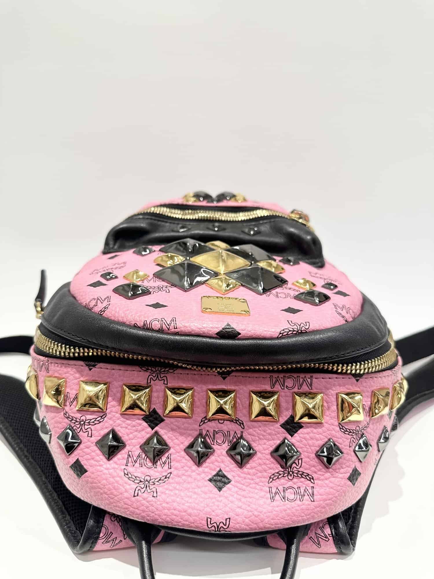 MCM Pink Stark Leather Backpack - Image 5