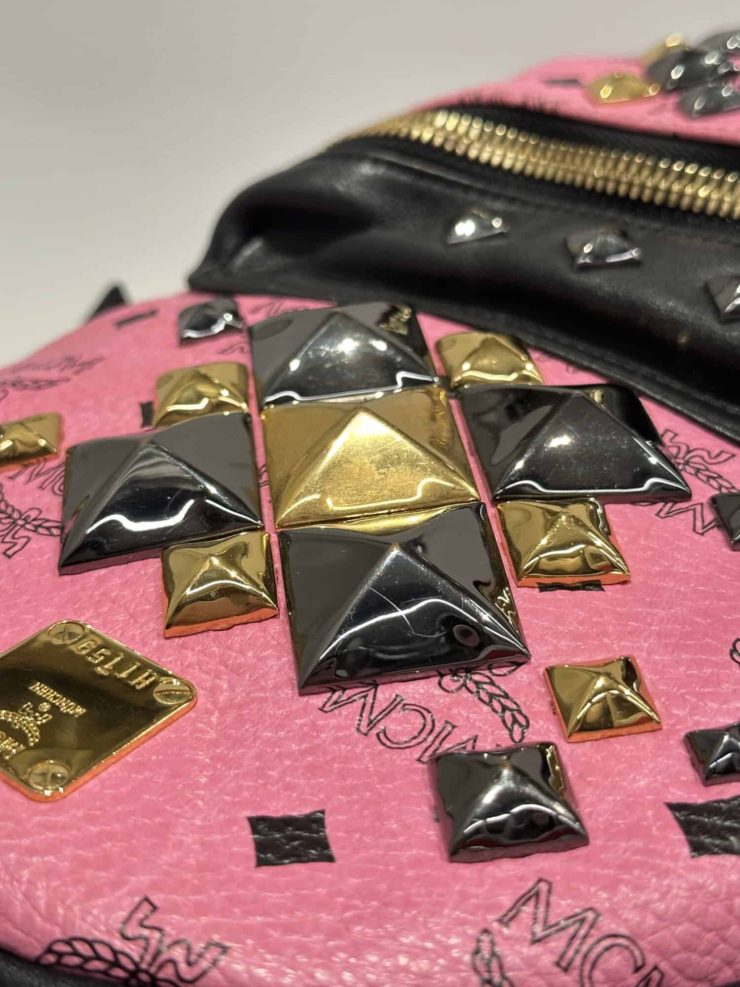 MCM Pink Stark Leather Backpack - Image 6