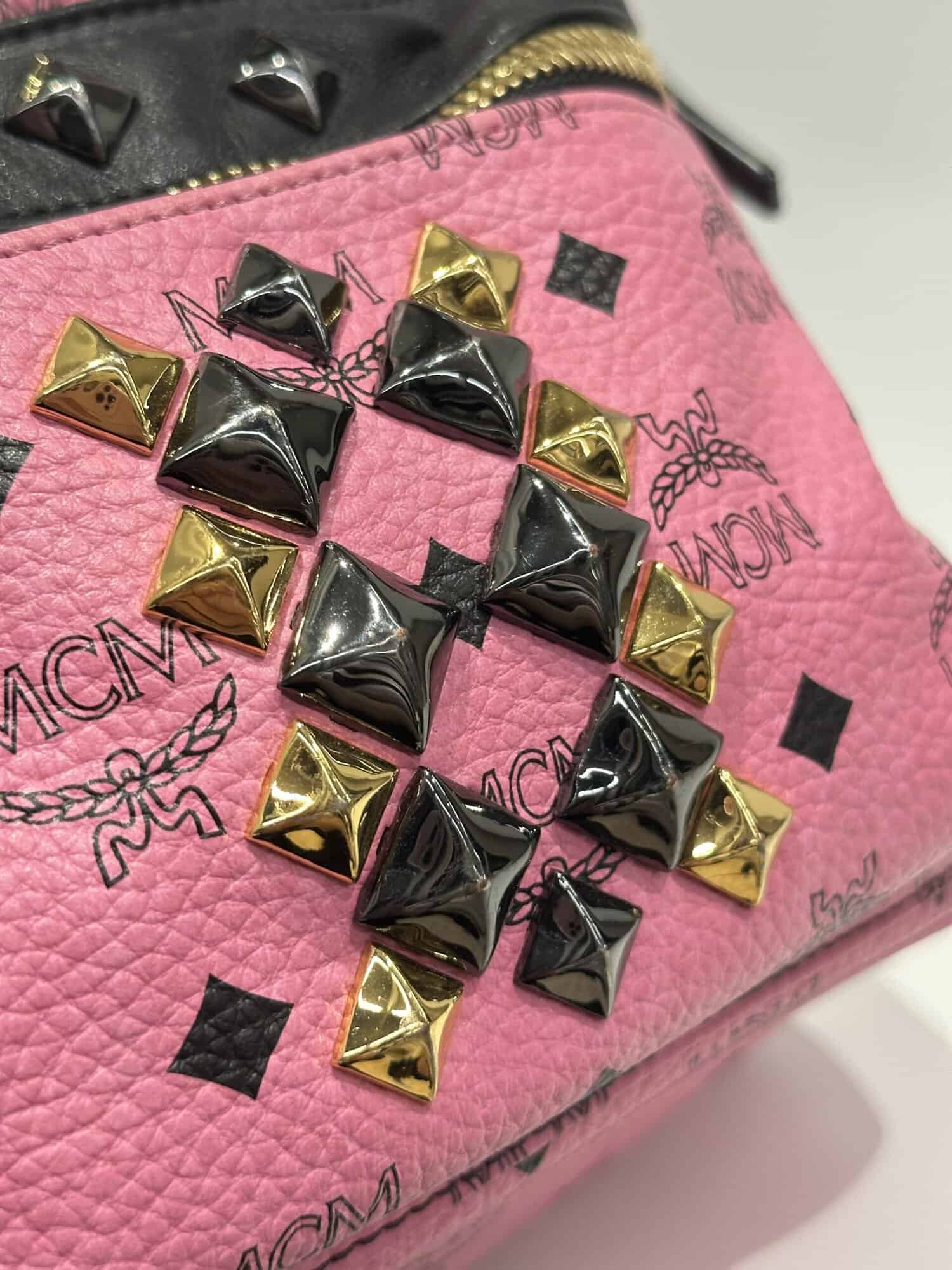 MCM Pink Stark Leather Backpack - Image 7