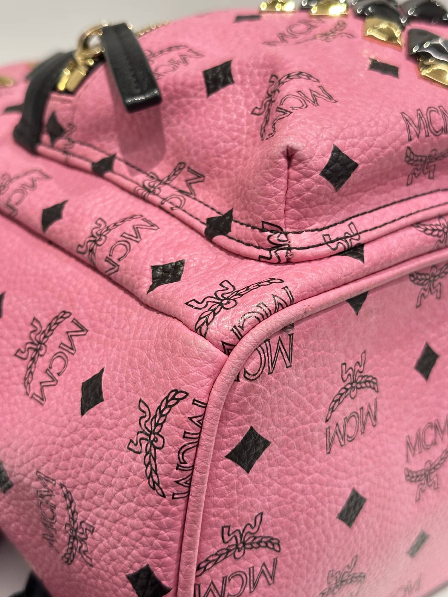 MCM Pink Stark Leather Backpack - Image 9