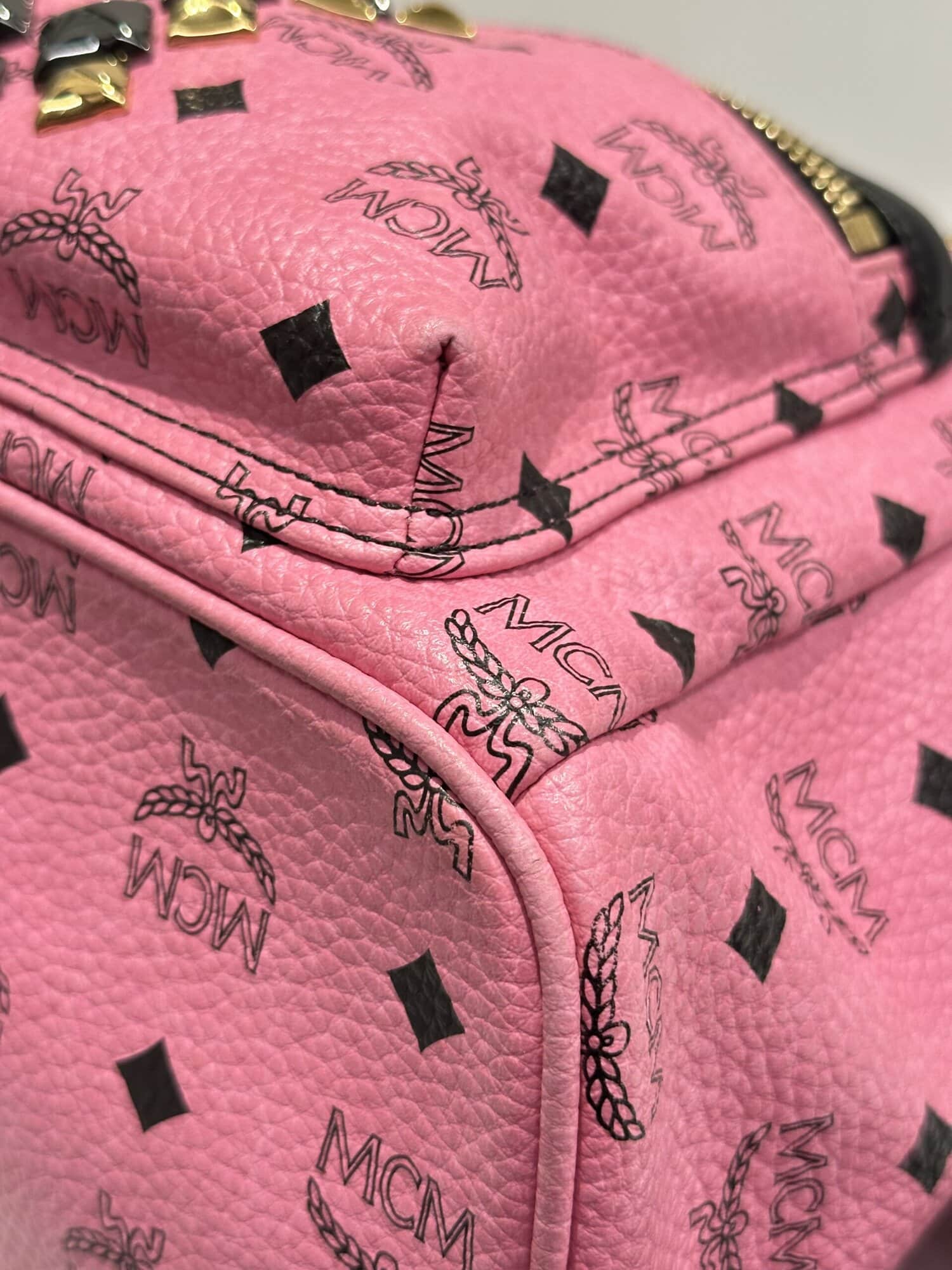 MCM Pink Stark Leather Backpack - Image 10