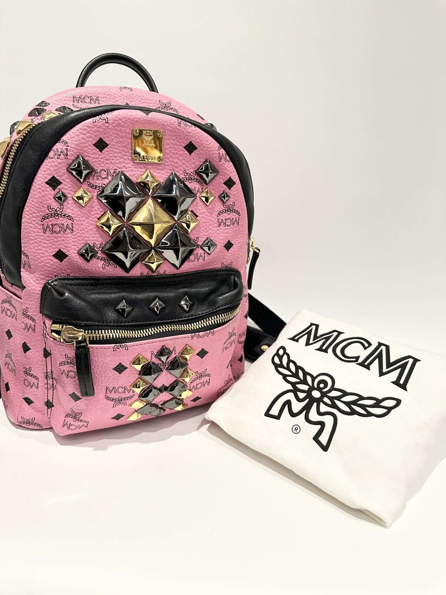 MCM Pink Stark Leather Backpack - Image 18