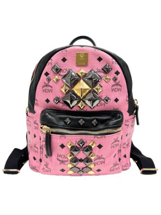 MCM Pink Stark Leather Backpack