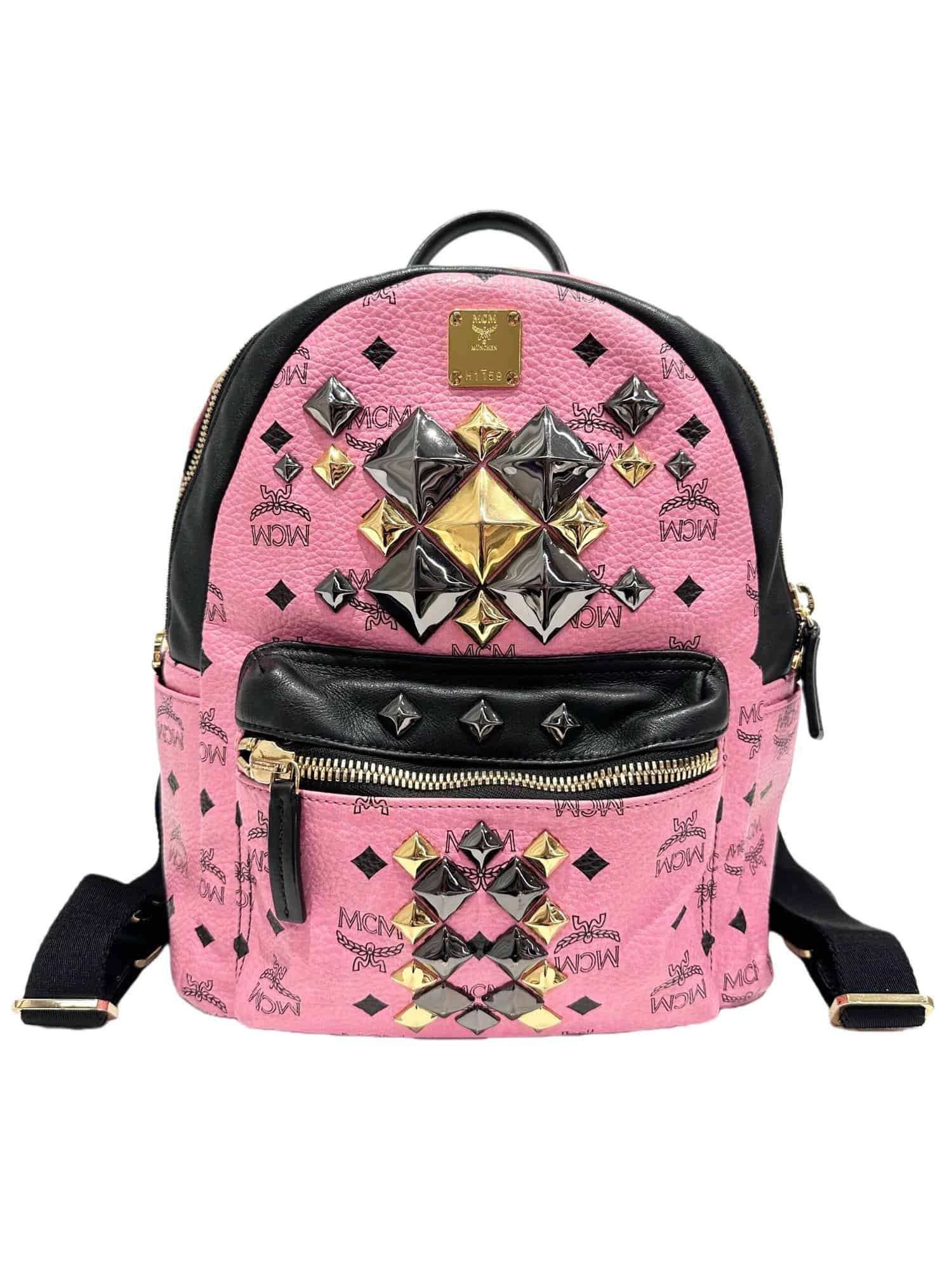 MCM Pink Stark Leather Backpack