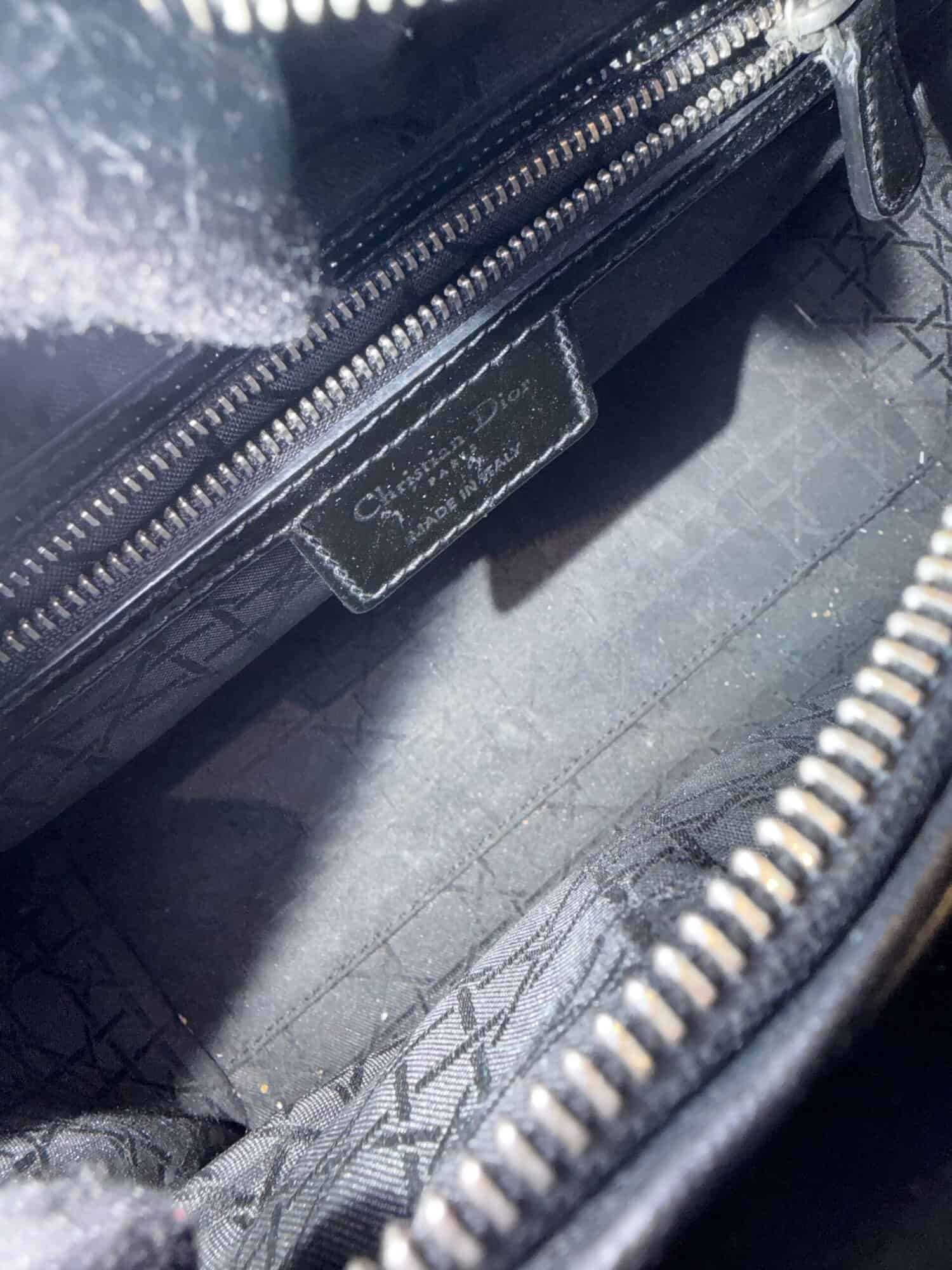 Dior Black Lady Dior Patent Leather Handbag Medium Size - Image 12