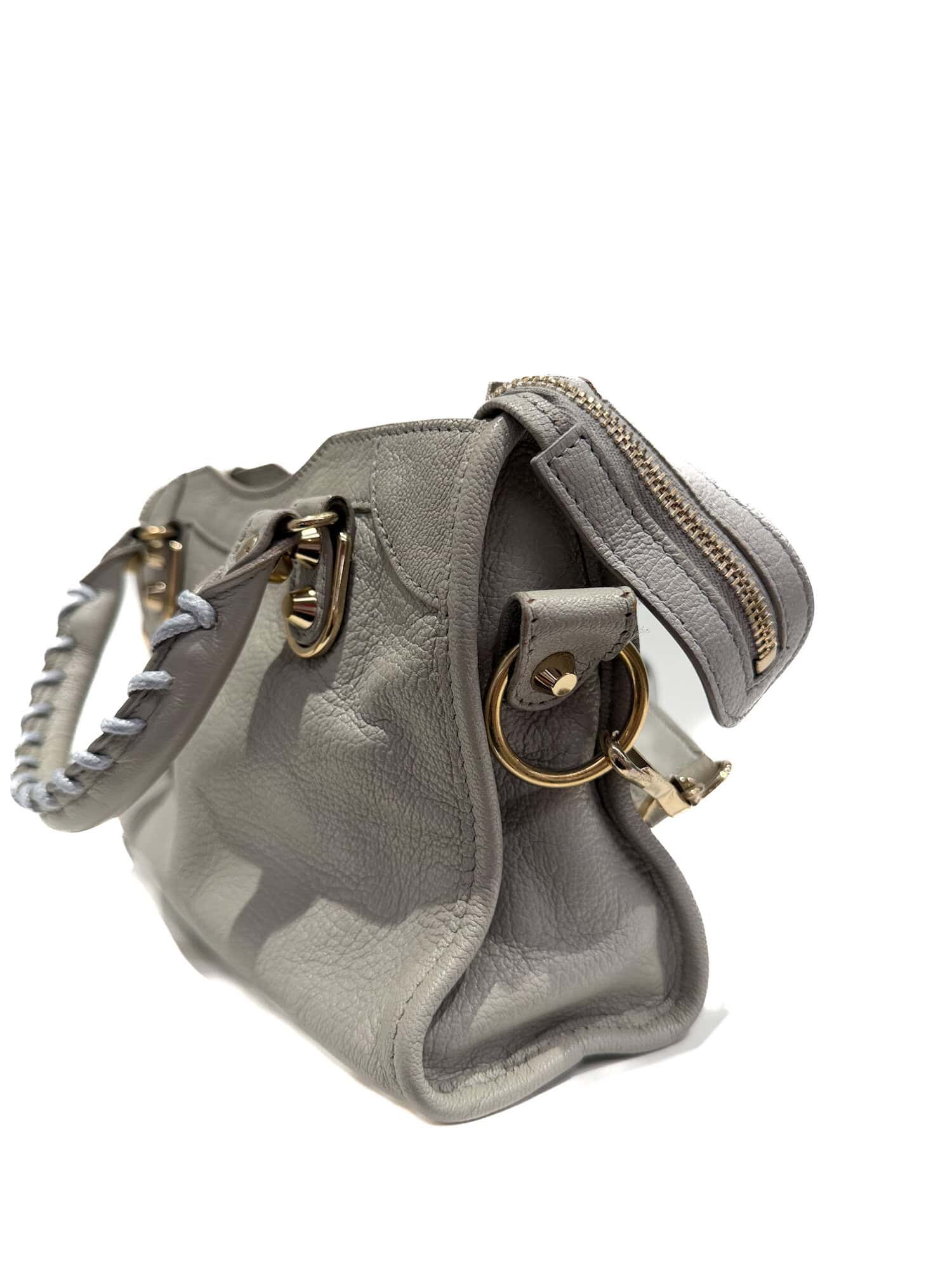 Balenciaga Grey Mini City Leather Handbag - Image 4