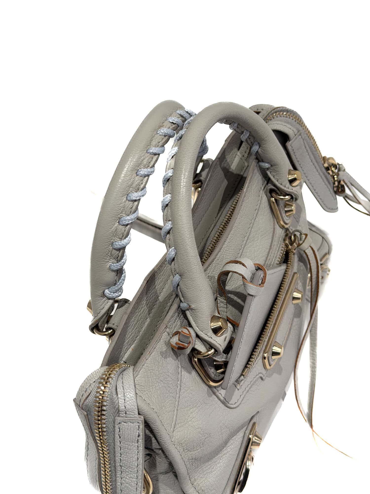 Balenciaga Grey Mini City Leather Handbag - Image 5